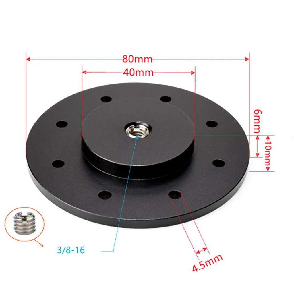 FEICHAO Shoe Mount Plate Wall Mount 1/4 3/8 inch Thread Tripod Adapter Holder for Magic Arm Monitor Light Flash DSLR Camera (D80 3/8 Hole) D80 3/8 Hole - Image 2