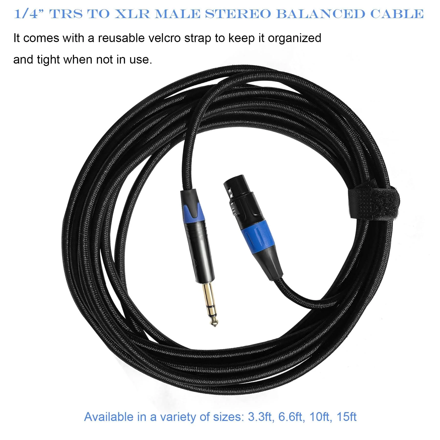 Female XLR to 1/4 inch (6.35mm) TRS Balanced Microphone Cable, Nylon Braid 3-Pin XLR Female to Quarter inch TRS Male Interconnect Patch Cable - 10ft 10ft(3m) - Image 4