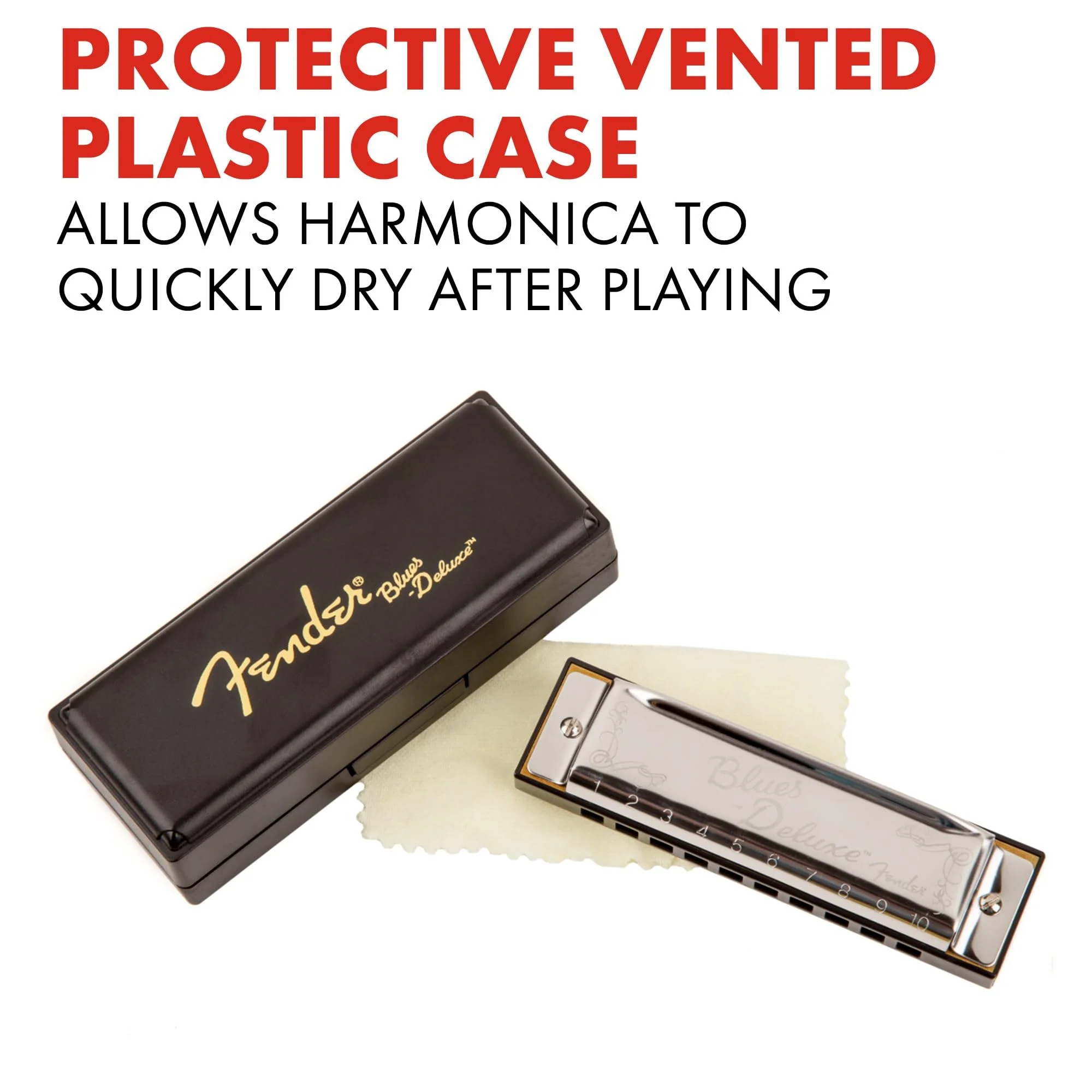 Fender Blues Deluxe Harmonica, Pack of 3 with case (Keys C,G,A) Variety - Image 4