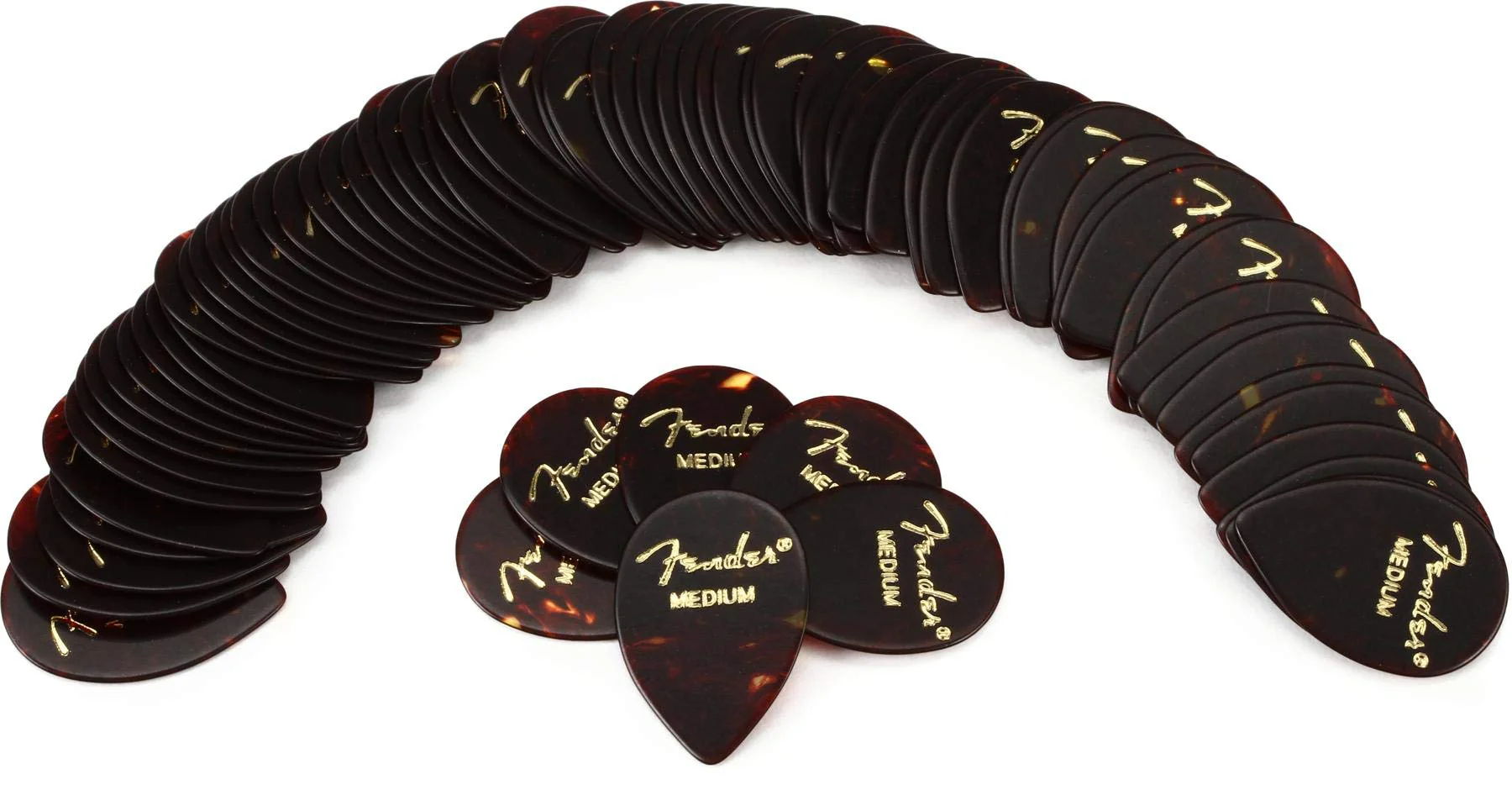 Fender Classic Celluloid Guitar Picks 358 Shape, Stocking Stuffers, Guitar Accessories, Tortoise Shell, Medium, 72-Pack 1/2 Gross