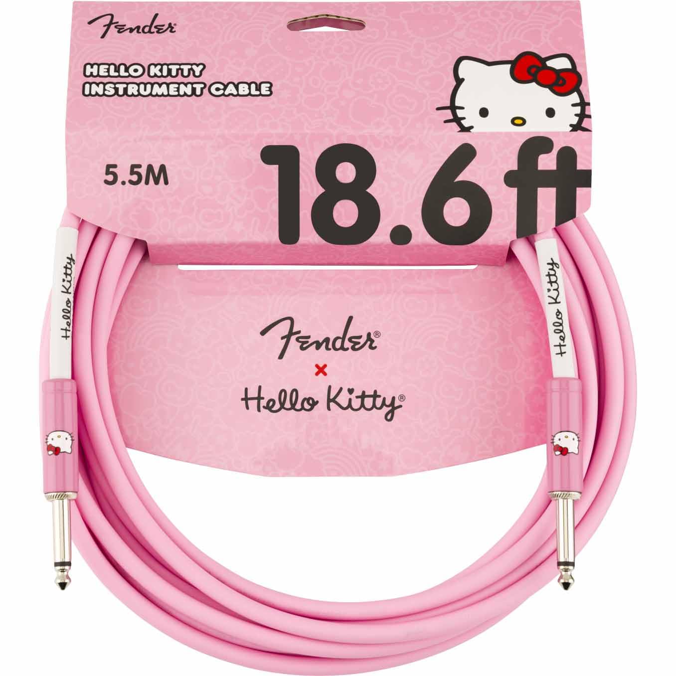 Fender Hello Kitty Instrument Cable, 18.6ft Guitar Cable, Pink 18.6 FT