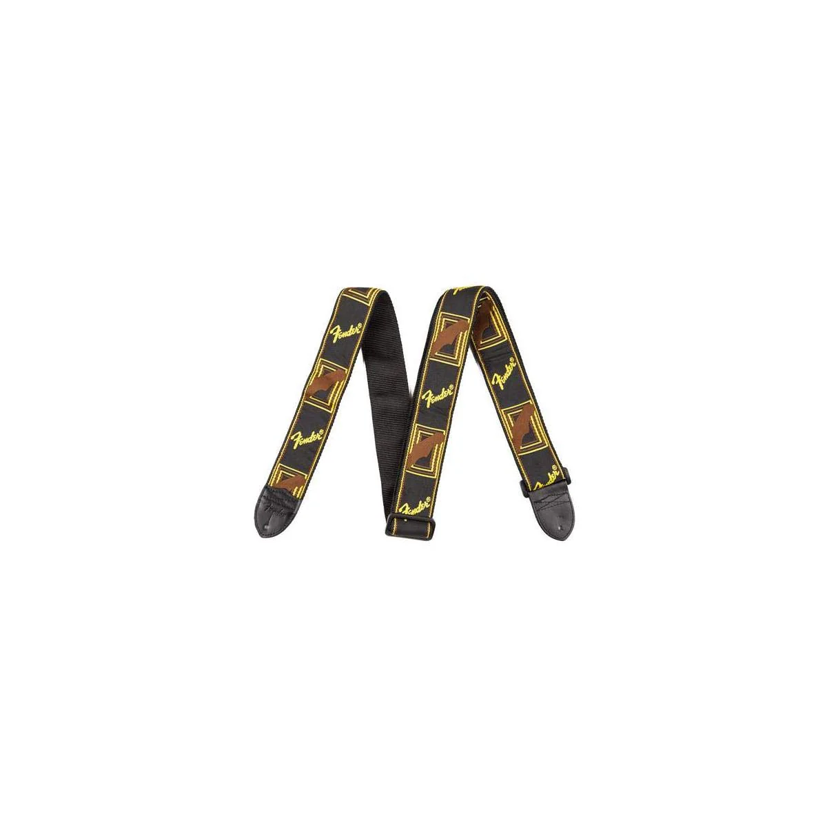 Fender Monogrammed Guitar Strap Black/Yellow/Brown - Image 2