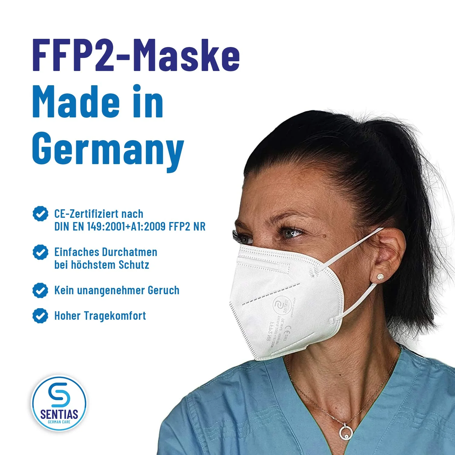 FFP2 Maske in Deutschland hergestellt - Atemschutzmaske mit 98% Filterwirkung - 4-lagig, 10 Stück - Image 3