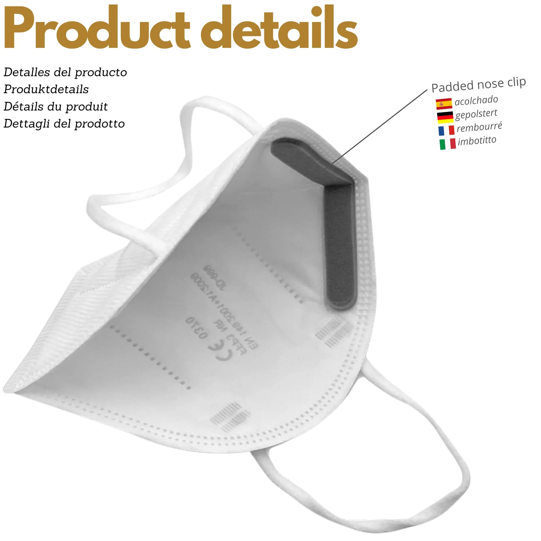 FFP3 Mask with 7 Layers, CE Certified, High Protection >99%, Individual Packaging, Non-Reusable, Adult Size, without Valve, Pack of 20 - Image 4