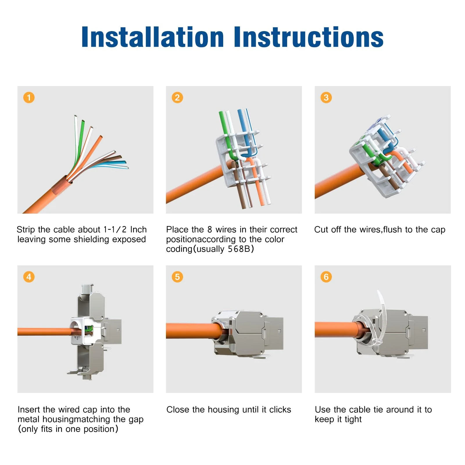 FGB 10Gbps 2x CAT 7 Keystone Jack Module with 1x 2-Port DIN Rail Adapter - Tool-Free LSA - Metal STP Shielding RJ45 Socket Snap-in Mounting for 35 mm DIN Rails - Ethernet LAN Network Switch 2 port-2x keystone + 1x holder - Image 5