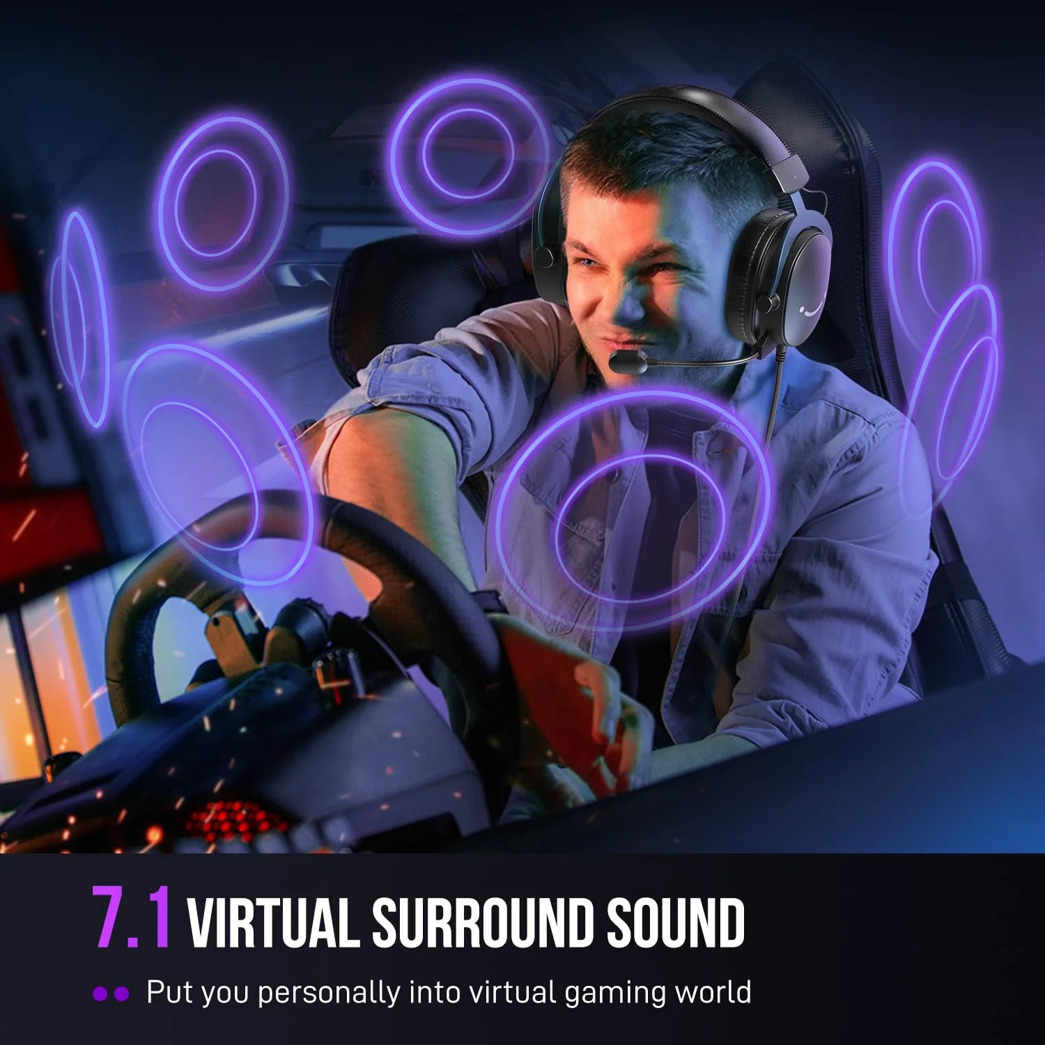FIFINE Wired Gaming Headset, USB Headphone with 7.1 Surround Sound, Detachable Microphone, Control Box, 3.5mm Headphones Jack, Over-Ear Headset for PC/PS5/Xbox/Switch, Black-AmpliGame H9 - Image 5