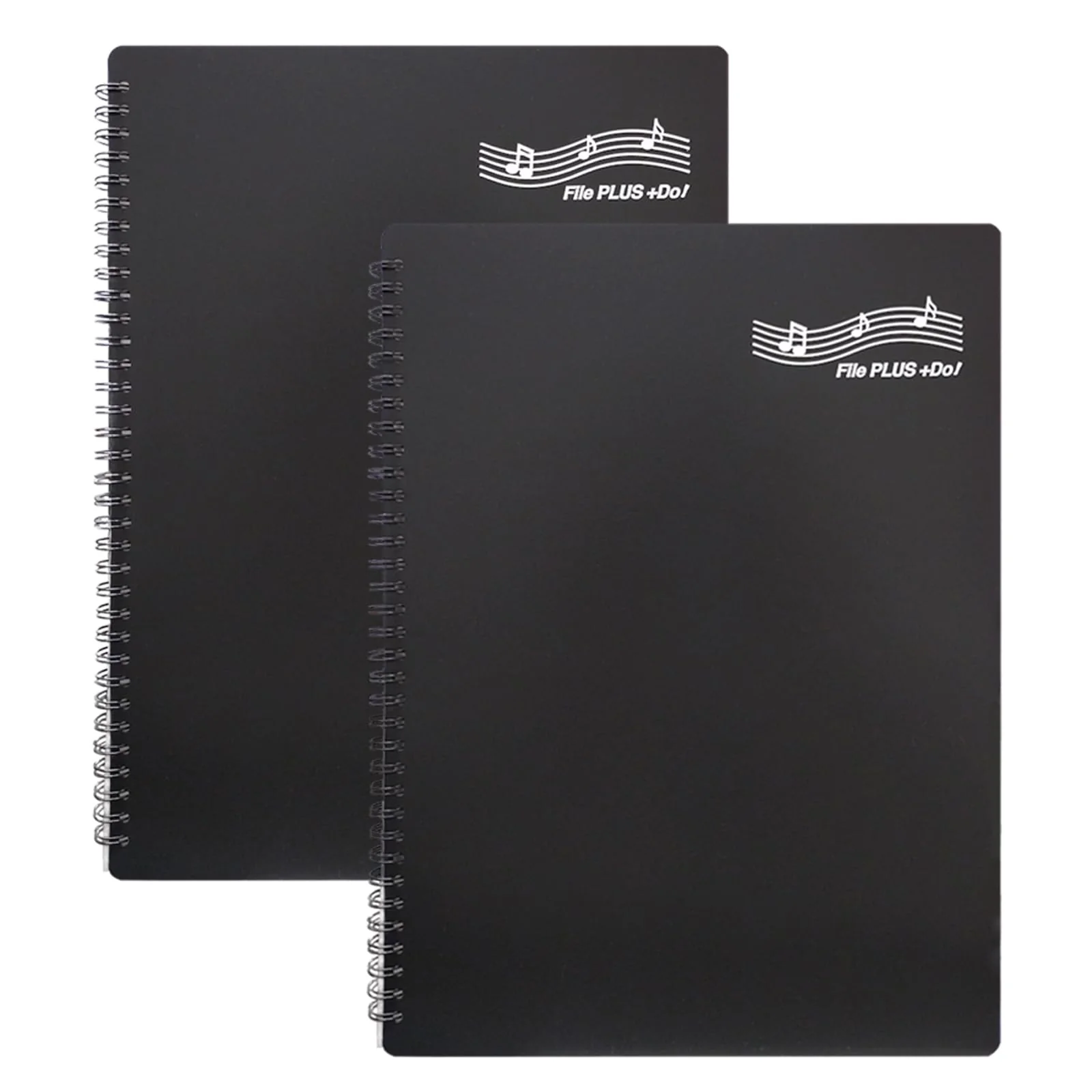 FILE PLUS DO Folder for Musicians, Sheet Music Folder, Band Folder, Writable, Spiral-Bound, US Letter / A4 Size, 30 Sleeves, 60 Pages (Black 2 per Set) Black 2 Per Set