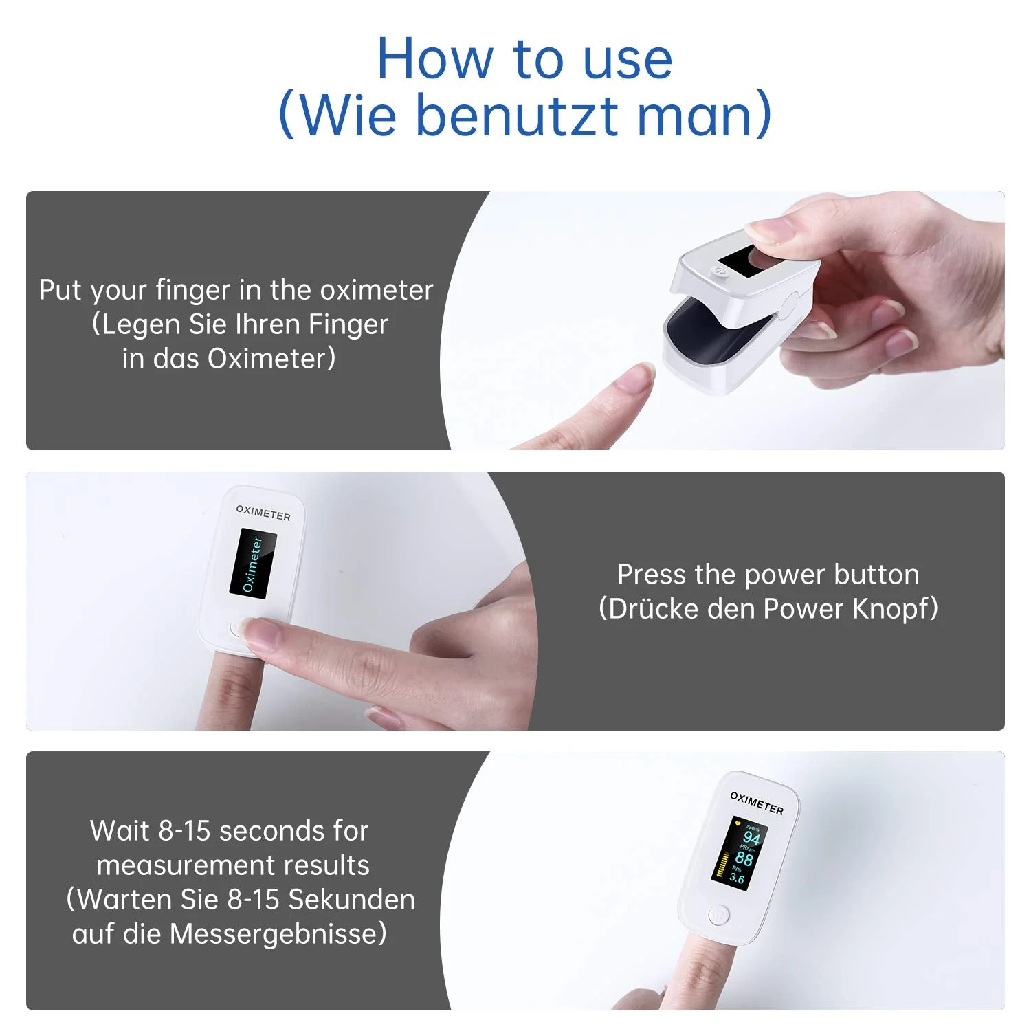 Finger Pulse Oximeter with Alarm, Ideal for Quick Oxygen Saturation (SpO2) Results, OLED Display, Simple Pulse Monitor for Adults, White YMB201 - Image 5