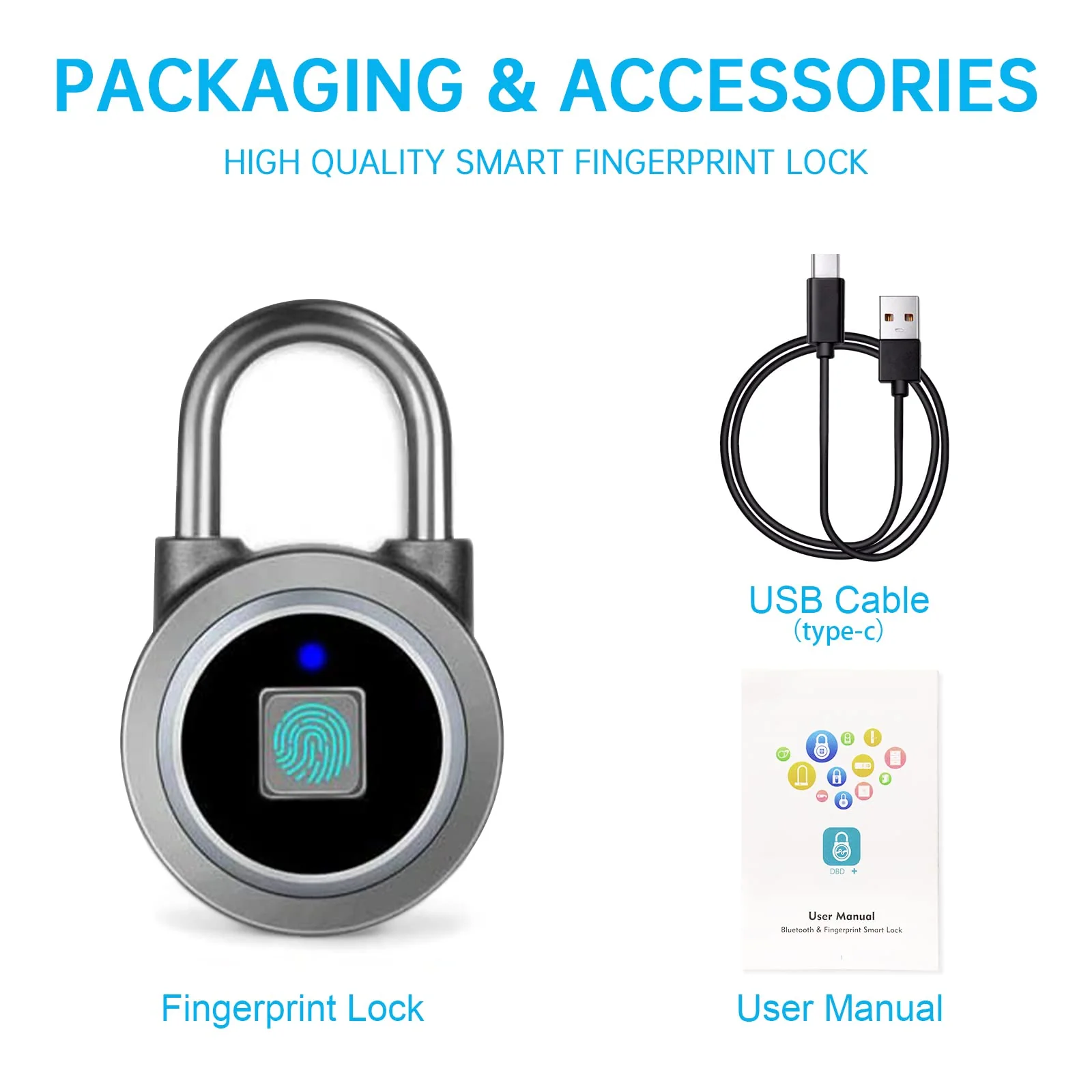 Fingerprint Padlock, Bluetooth Lock, Mobile APP, MEGAFEIS Smart Padlock with Keyless Biometric, Water Resistant, Suitable for Gym, Sports, Bike, School, Locker and Storage(Grey) Gray - Image 8