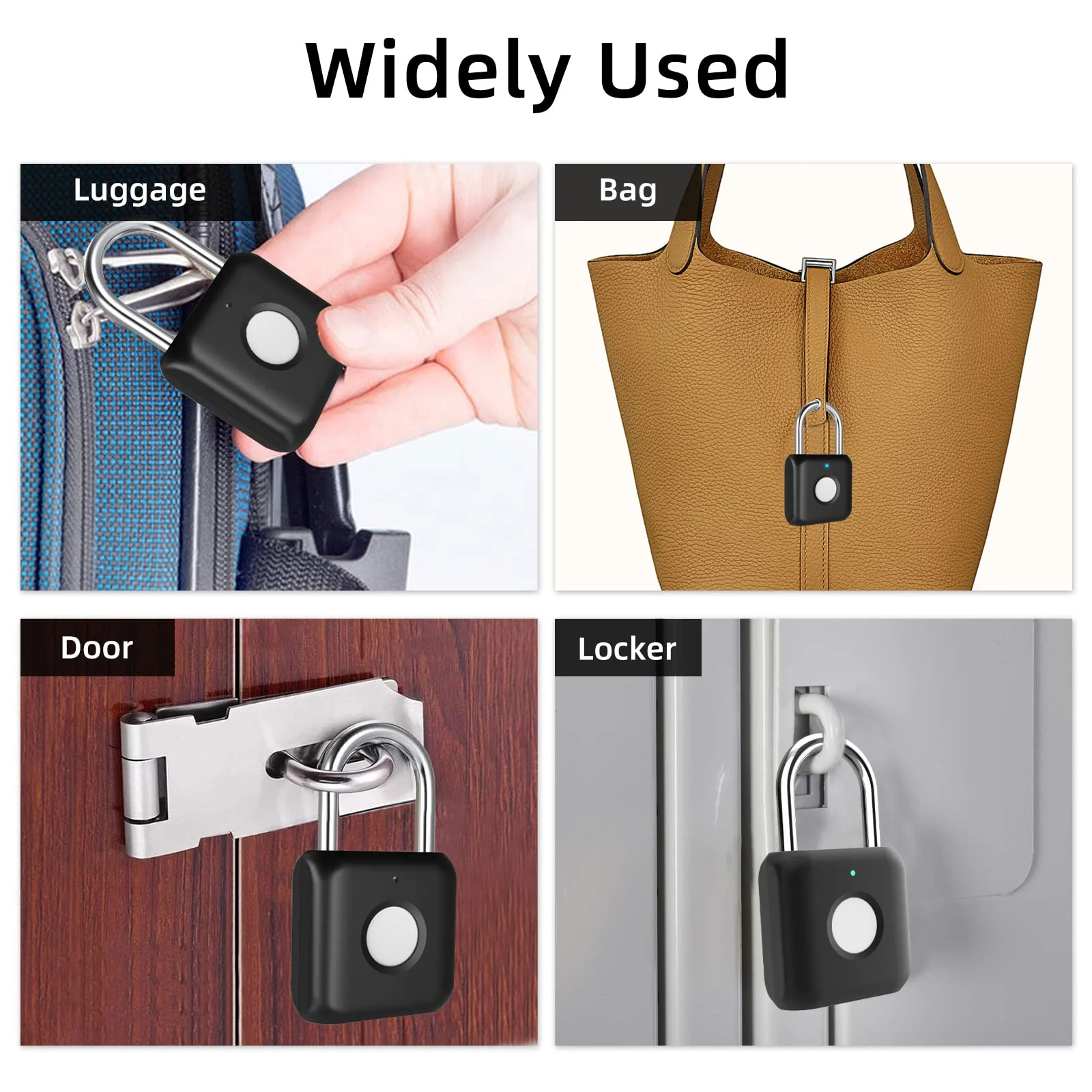 Fingerprint Padlock, Pothunder Padlock, Locker Lock, Combination Lock, Gym Locker Lock with Fingerprint and Bluetooth Unlock, USB Rechargeable, Suitable for Gym, Gate, Door, School, Locker(P8BF-Black) Black - Image 7