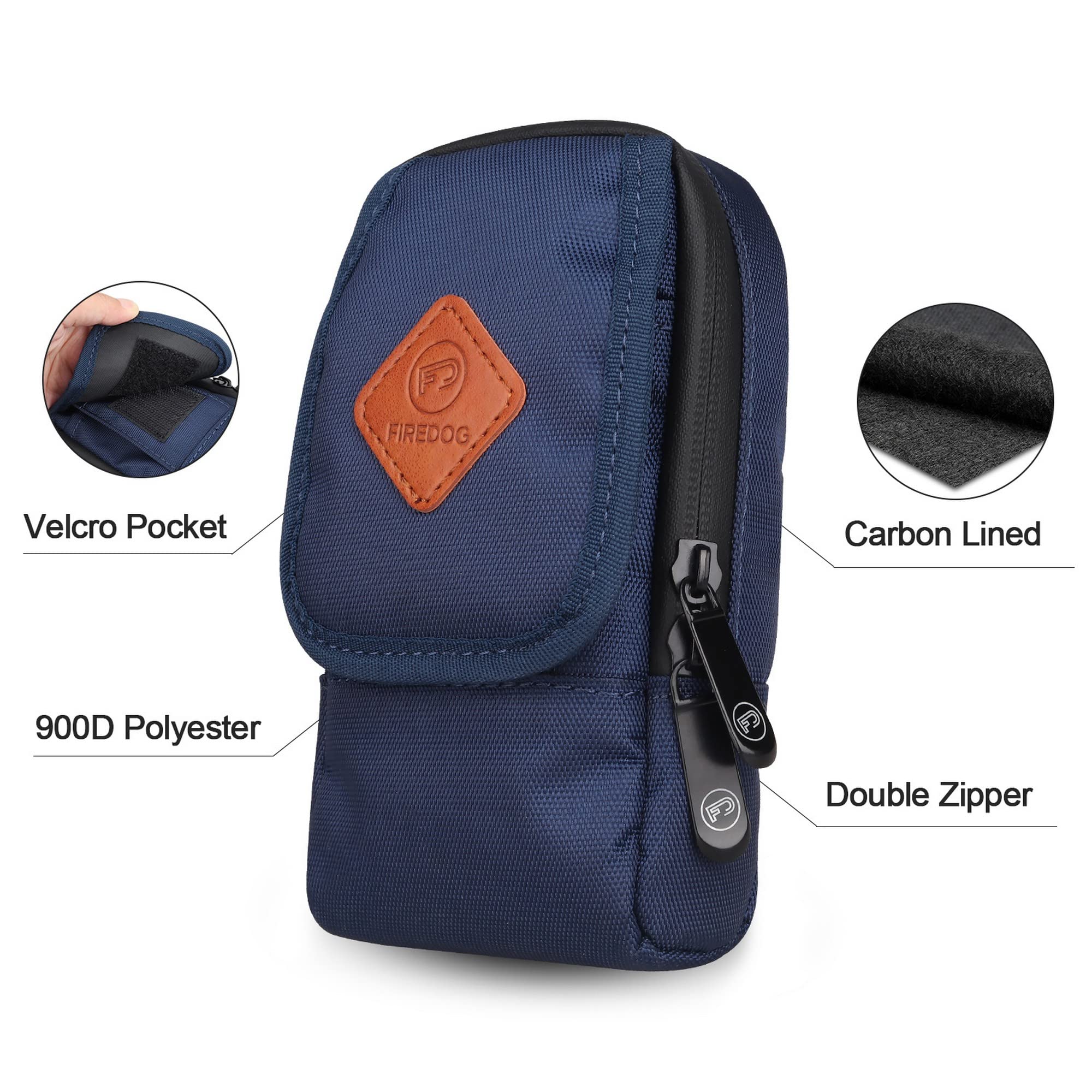 FIREDOG Smell Proof Bag, Odor Proof Pouch Carbon Lined Smell Proof Case Container for Travel Storage (Blue) Blue - Image 2