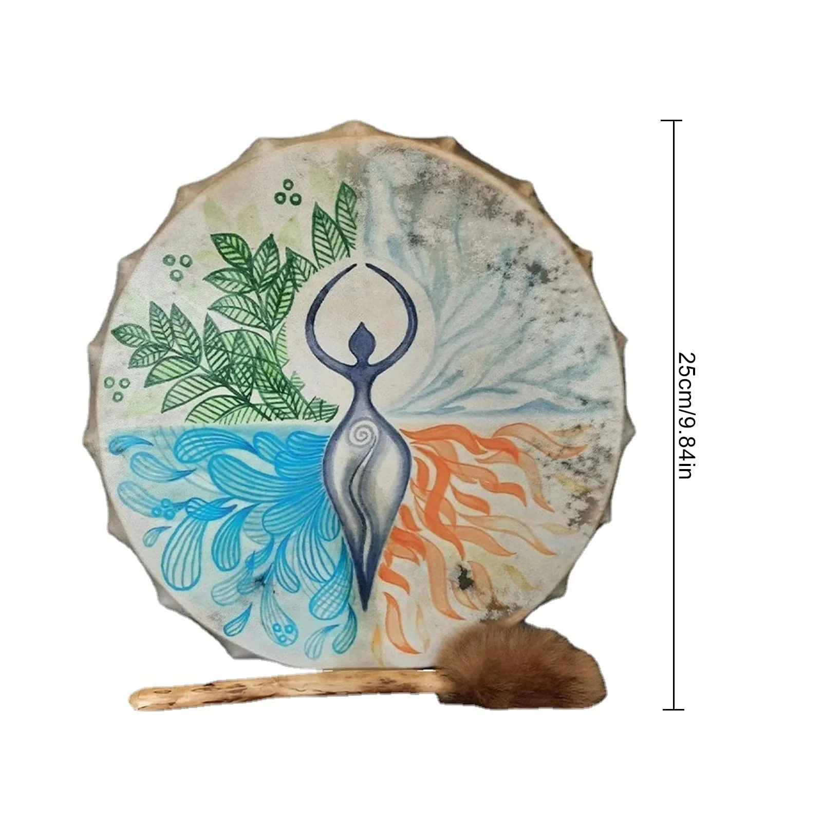 FIRLAR Shaman Drum,10 Inch Shaman Hand Drum With Drum Stick, Instrumental Shaman Alchemy Moon Drum, Sound Healer Shaman Drum For Spiritual Music, Reflection Meditation (Tree) Tree - Image 5