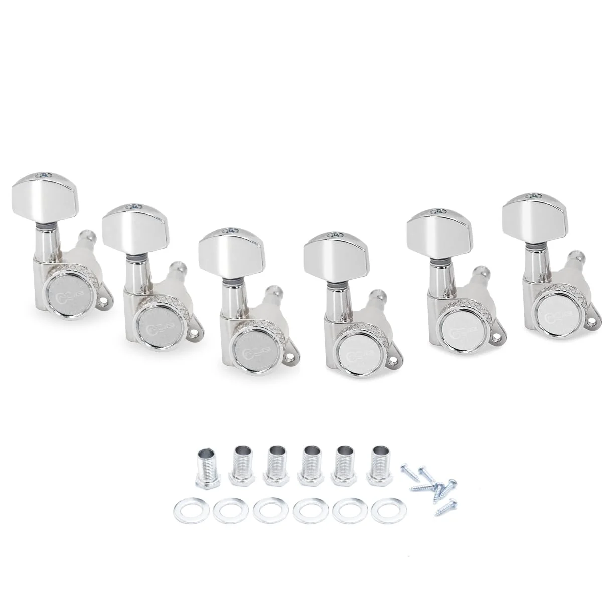 FJB Guitar Locking Tuners 6 Pieces Lock String Tuner Machine Head Square Handle Key Pegs Replacement For Classic Acoustic Elecric Guitar For ST TL LP Style-Chrome 6Right 6 Right Chrome-Locking - Image 2