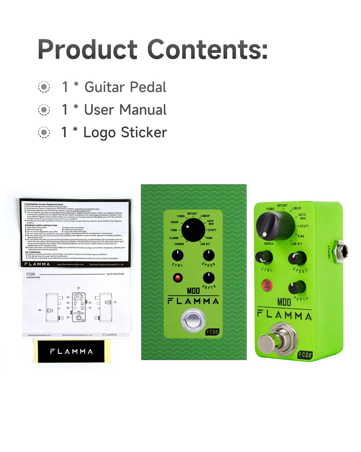 FLAMMA FC05 Mini Modulation Pedal with Chorus Flanger Tremolo Phaser Vibrato Rotary Liquid Autowah Stutter Ring LowBit FC05 Modulation - Image 7