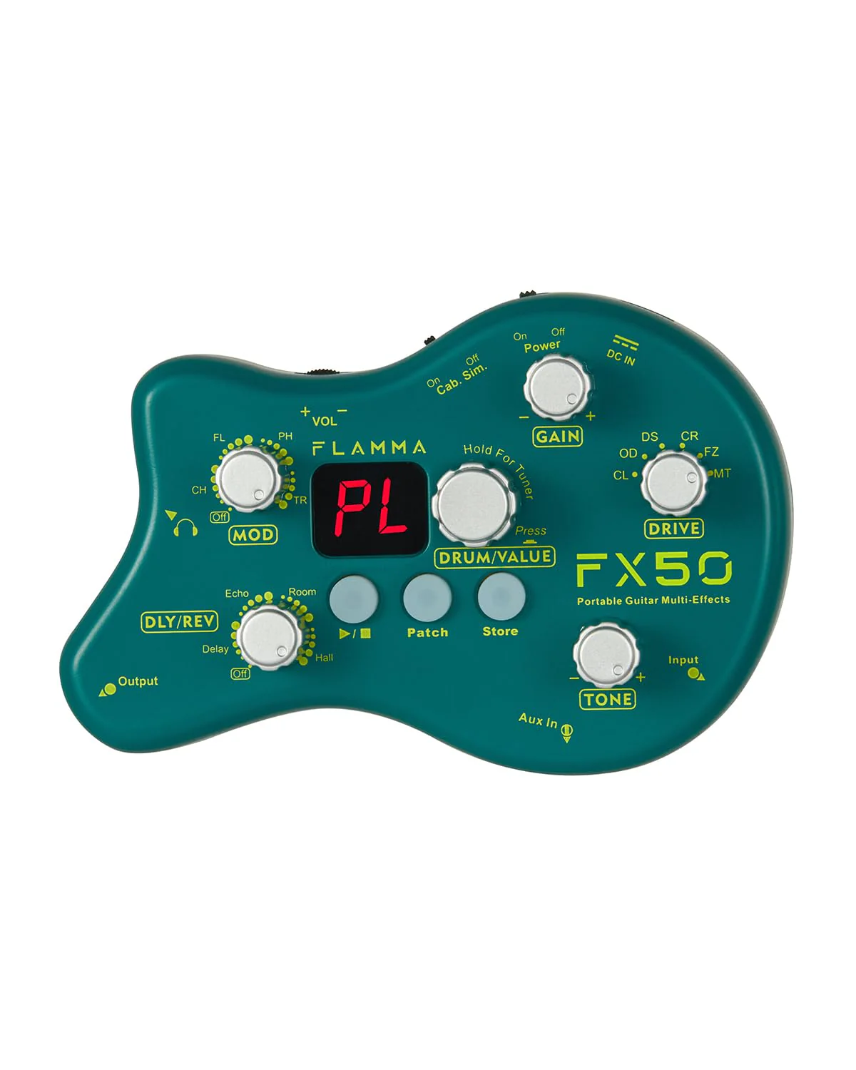 FLAMMA FX50 Practice Guitar Pedal Multi Effects Pedal Mini Portable with 40 Drum Rhythms15 Effects 32 Patches Tuner Function Support Both Corded and Battery Powered FX50 Green