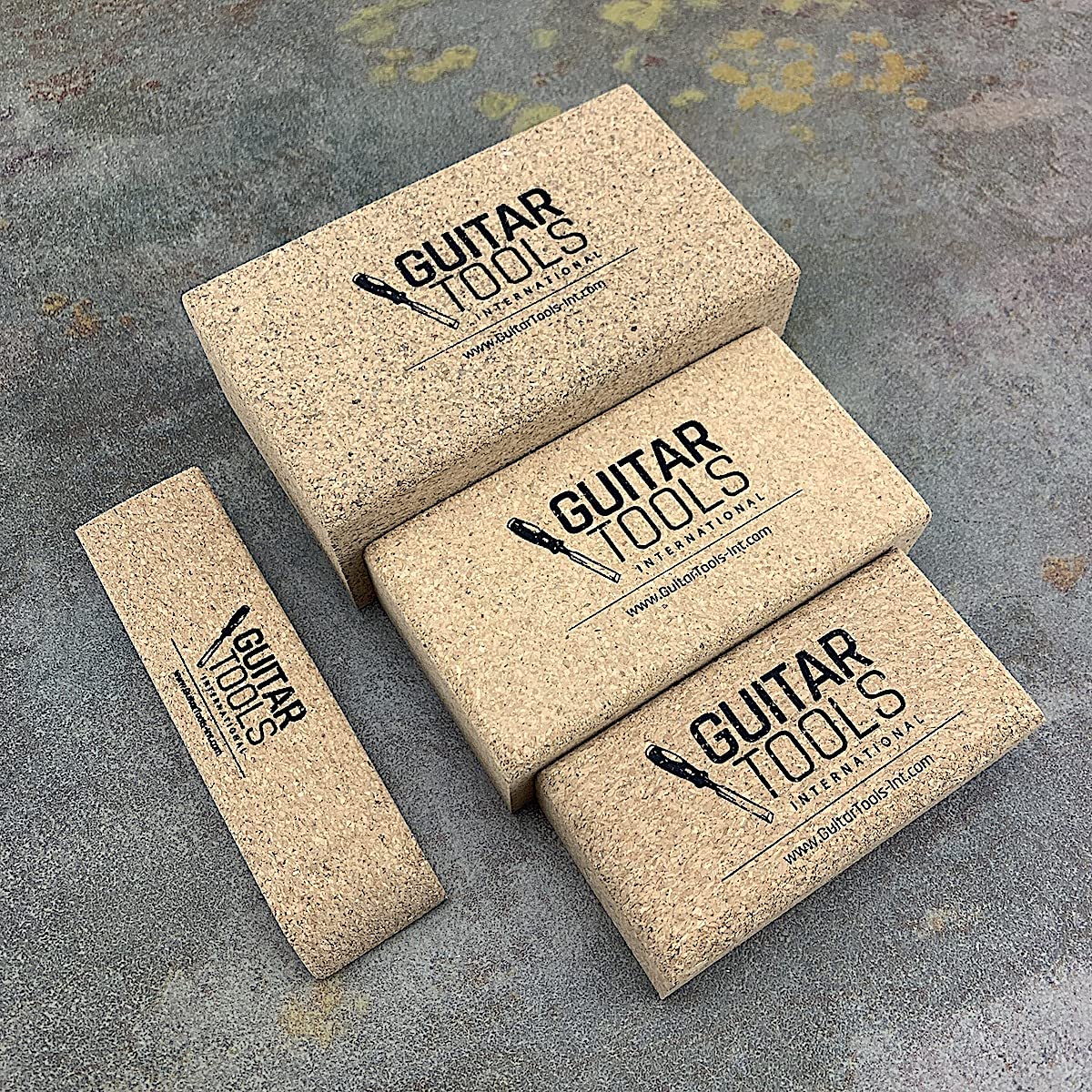 Flat Beveled Cork Sanding Block for Guitar Luthiers - Tool - Carpenter - Files - Guitar - Bodies - Wood - Furniture - Bass - Repair instruments - 4 pcs - LCBS-SET