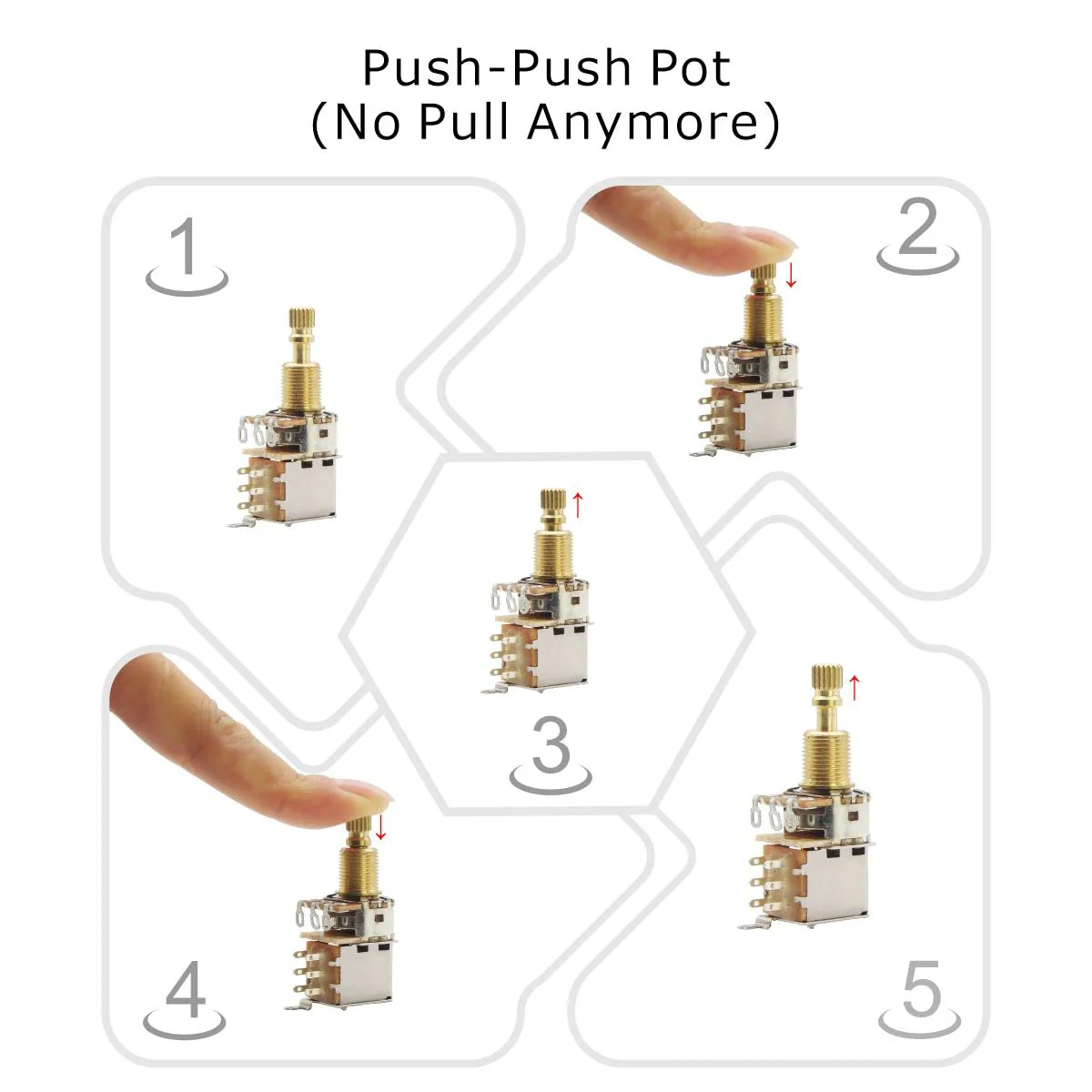 FLEOR 2pcs A500K Push Push Guitar Pots Audio Taper Potentiometers Long Copper Split Shaft A500K Long shaft - Image 3