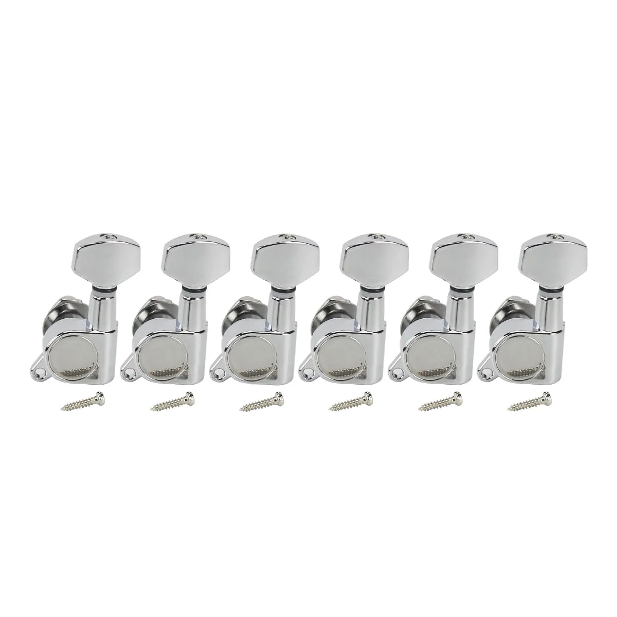 FLEOR 6pcs Left Handed Electric Acoustic Guitar Tuning Pegs Tuners Machine Heads Keys 6L, Chrome 6L Chrome