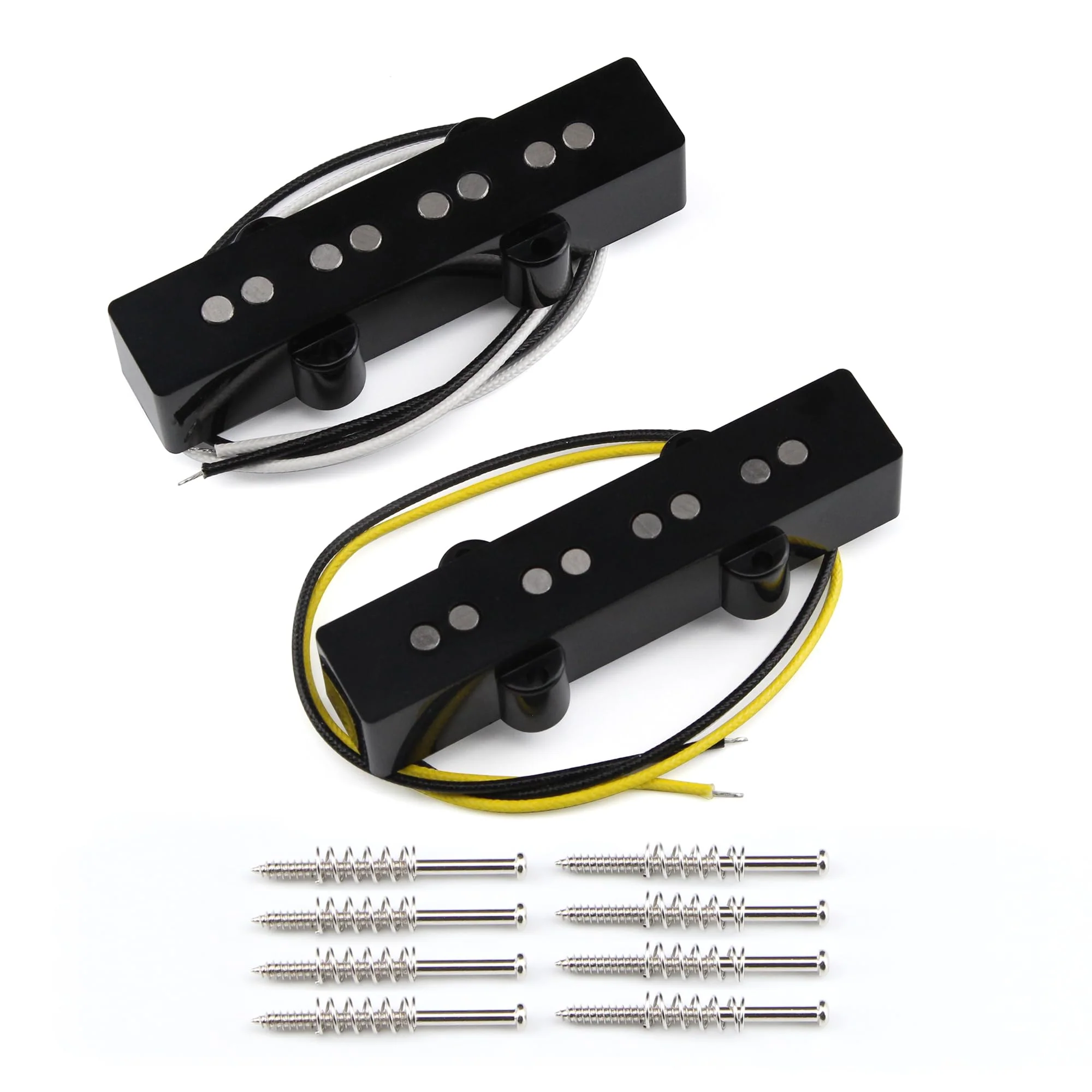 FLEOR Alnico 5 J Bass Pickups Neck & Bridge Pickup Set for 4 Strings J Bass Guitar Pickup Part Neck+Bridge Pickup
