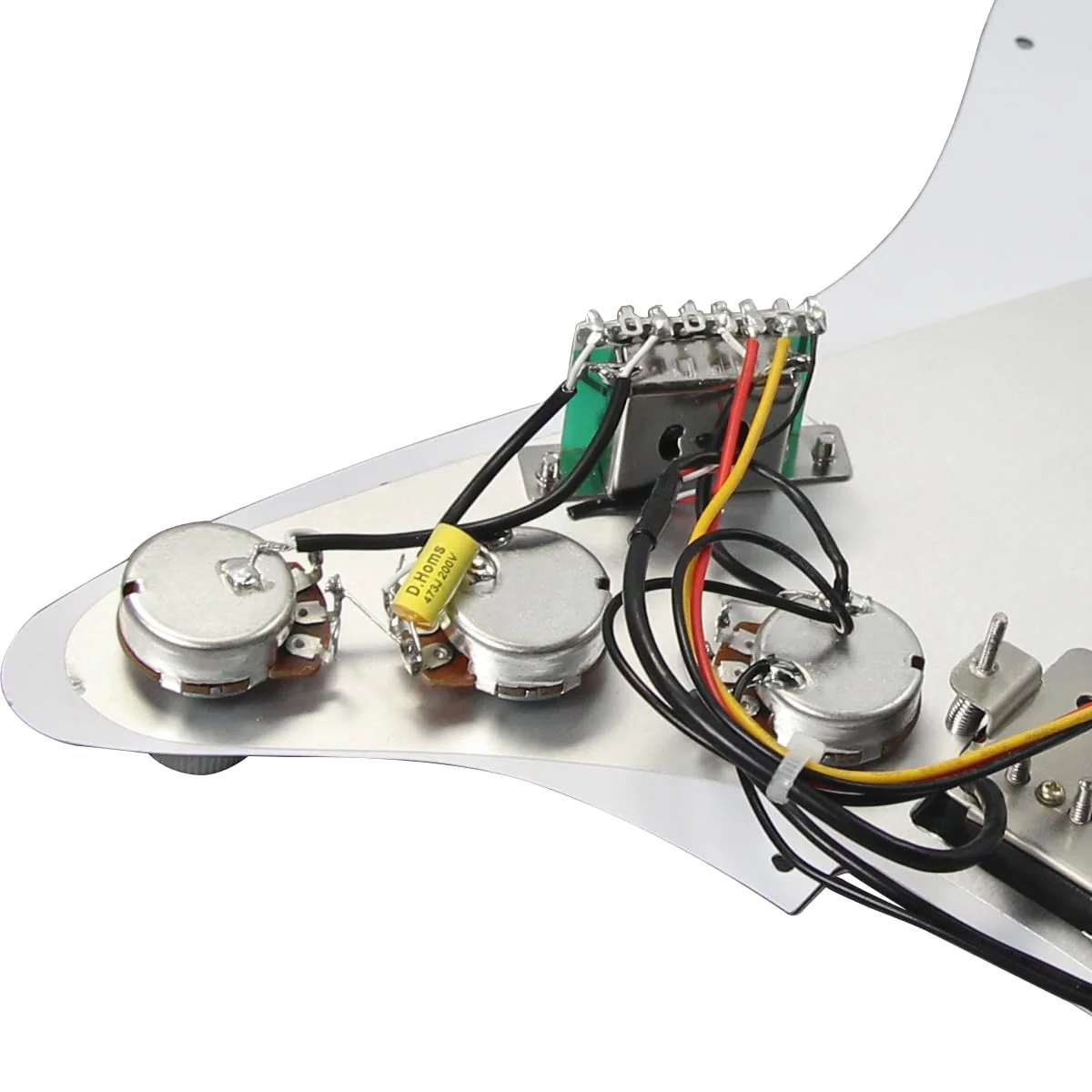 FLEOR Alnico 5 SSH Prewired Strat Pickguard Loaded Pickguard Humbucker Pickup Set, White Pearl - Image 5