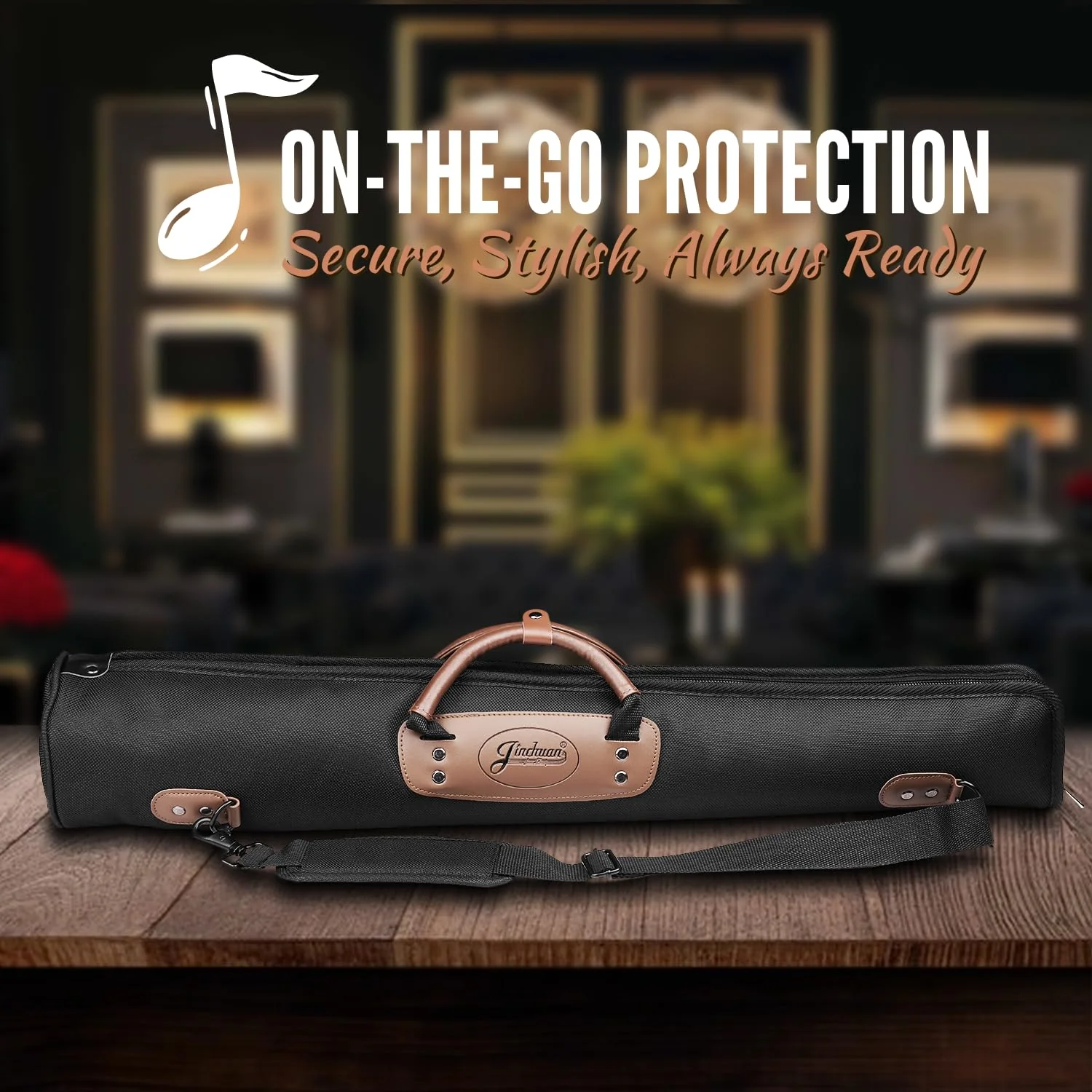 Flexzion Soprano Saxophone Case, Sax Gig Bag Backpack w/Strap, Pouch, Leather Handle, Music Instrument Storage, Lightweight, Water-Resistant & Shockproof for Wind Controller, Crampon Clarinet, Black, - Image 2