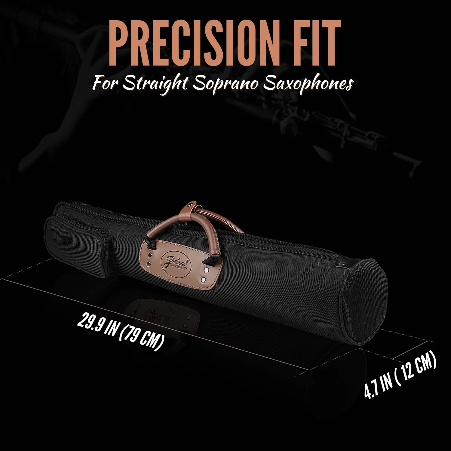 Flexzion Soprano Saxophone Case, Sax Gig Bag Backpack w/Strap, Pouch, Leather Handle, Music Instrument Storage, Lightweight, Water-Resistant & Shockproof for Wind Controller, Crampon Clarinet, Black, - Image 8