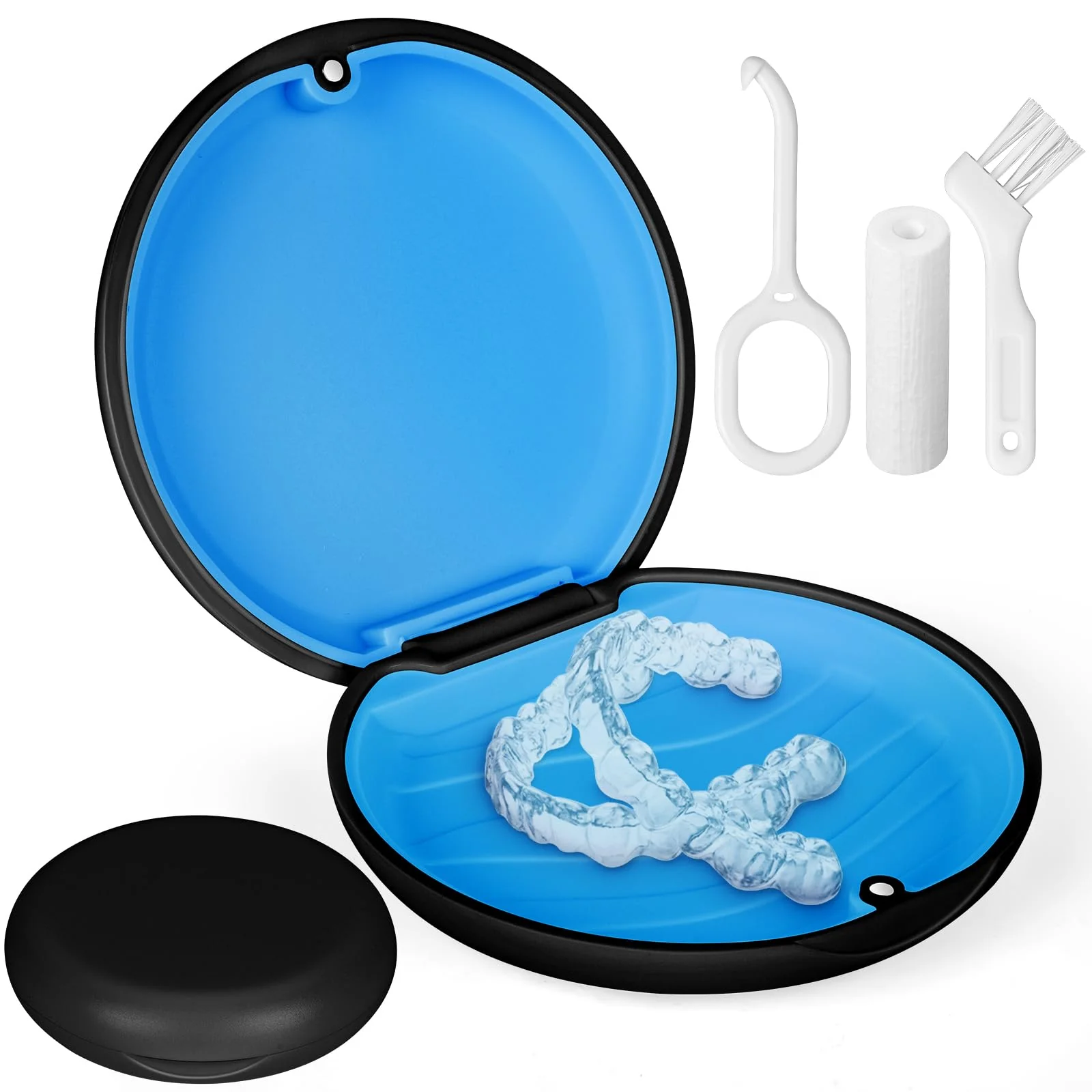 Flintronic Braces Box, 1 Piece Clip Box with Removal Tools Aligner Chewies and Brush, Tin Tooth Splint, Crunch Splint Bit Box for Travel and Daily Use 1 pc. #1 Black