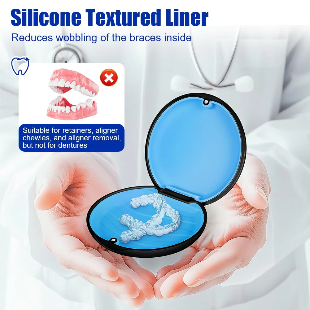 Flintronic Braces Box, 1 Piece Clip Box with Removal Tools Aligner Chewies and Brush, Tin Tooth Splint, Crunch Splint Bit Box for Travel and Daily Use 1 pc. #1 Black - Image 4