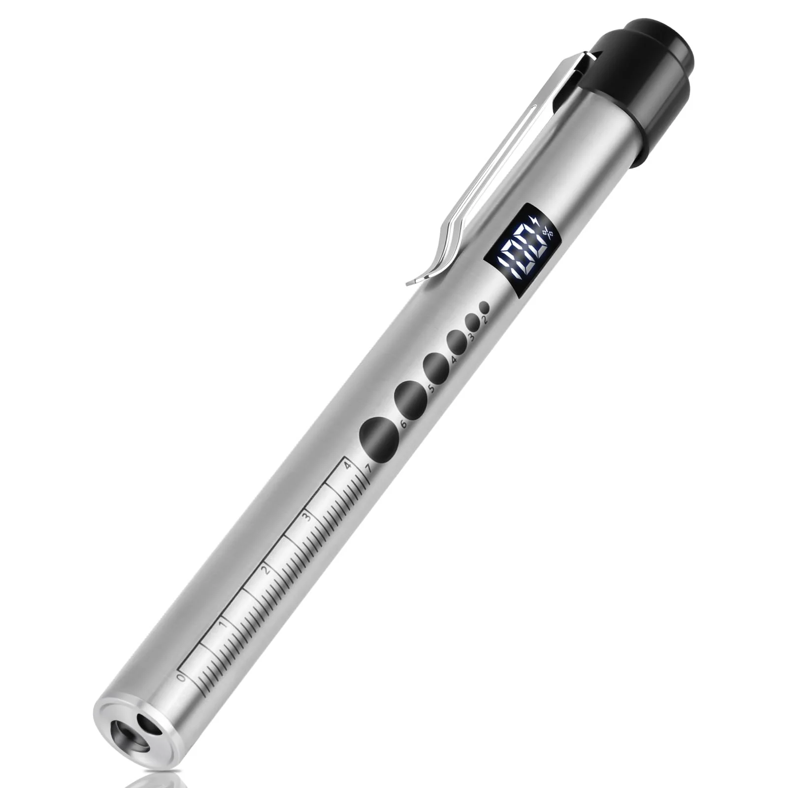 Flintronic Upil Light Medicine, 1 Piece Diagnostic Light with Digital Display, Pupil Meter and Ruler, Rechargeable USB LED Pen Lamp for Nurses, Students, Doctors (Silver) Type-c silver 1pc