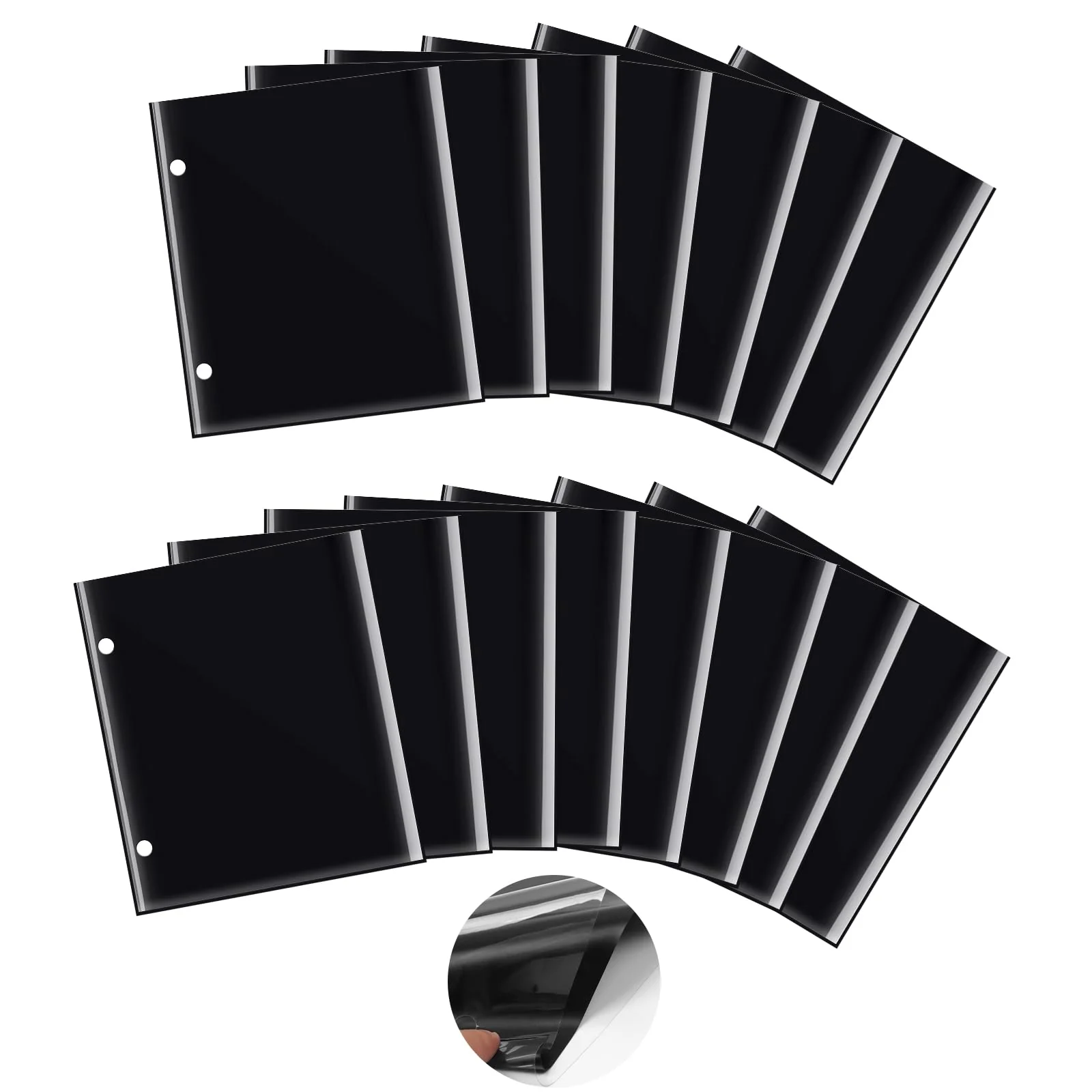 Flip Folder Pages,15 pcs 7.5 x 6.3'' Double Side Marching Band Musical Flip Folio Page W/ 2 Holes PVC Waterproof Resist Tearing Window Pages for Holding Sheet Music