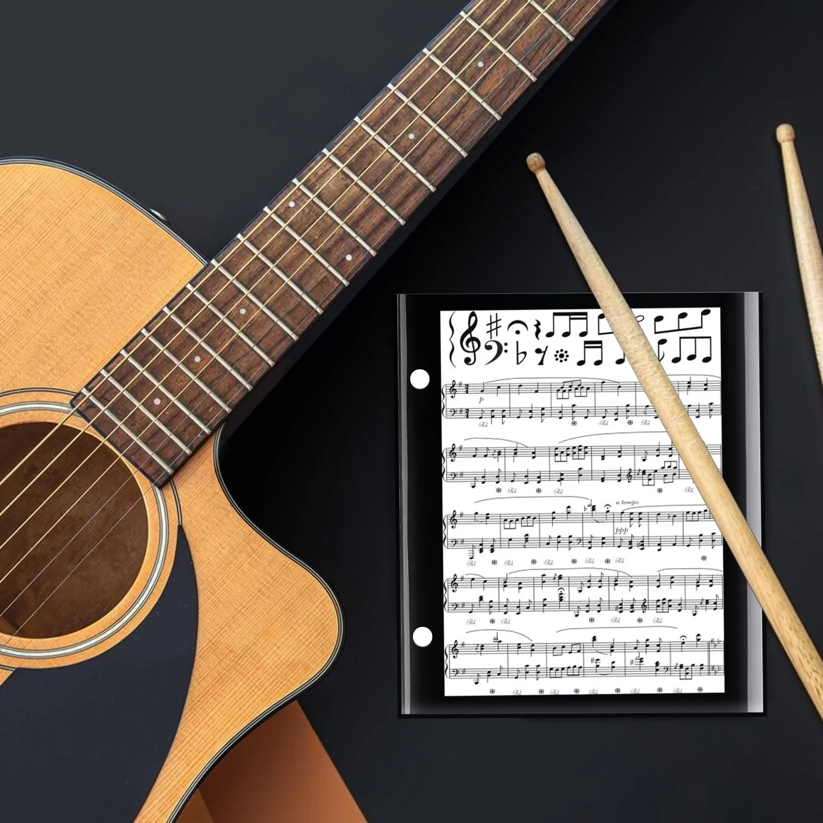 Flip Folder Pages,15 pcs 7.5 x 6.3'' Double Side Marching Band Musical Flip Folio Page W/ 2 Holes PVC Waterproof Resist Tearing Window Pages for Holding Sheet Music - Image 5