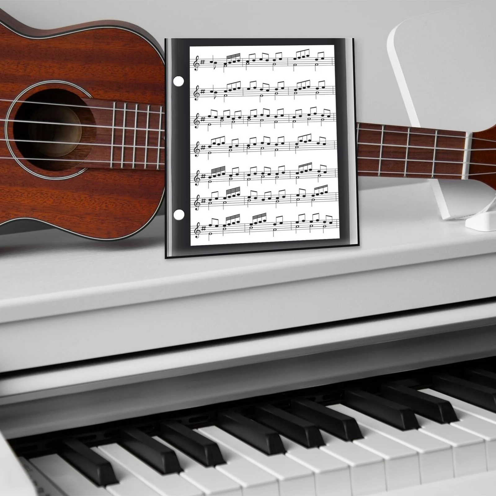 Flip Folder Pages,15 pcs 7.5 x 6.3'' Double Side Marching Band Musical Flip Folio Page W/ 2 Holes PVC Waterproof Resist Tearing Window Pages for Holding Sheet Music - Image 7