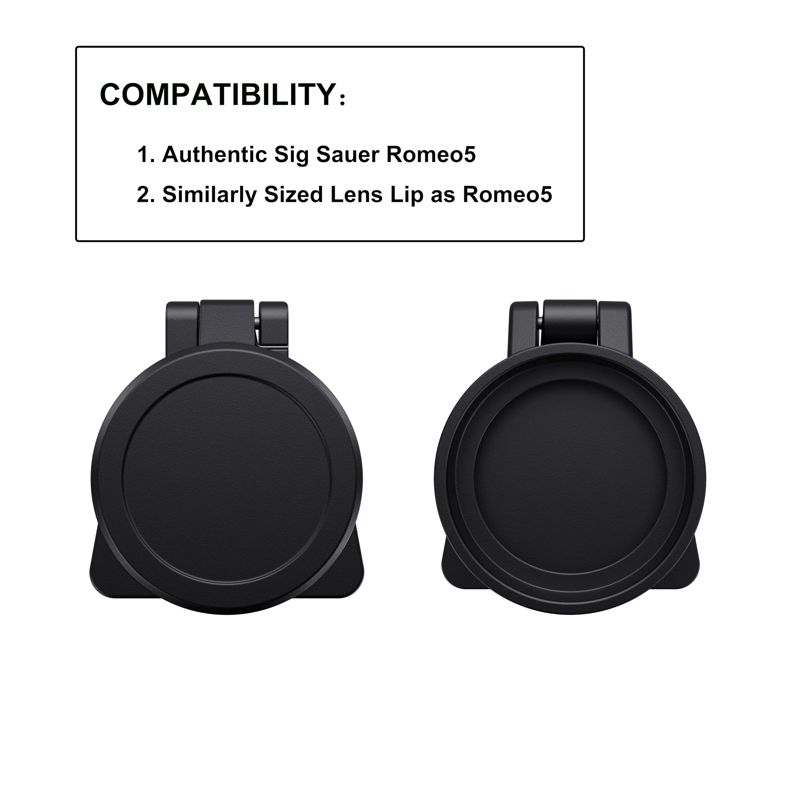 Flip-up Red Dot Lens Cover Black Protection Caps for Sig Sauer Romeo5 (Not fit Romeo5 Gen II) & Optics Sight with 28mm Diameter Ocular/Objective Lips - Image 2