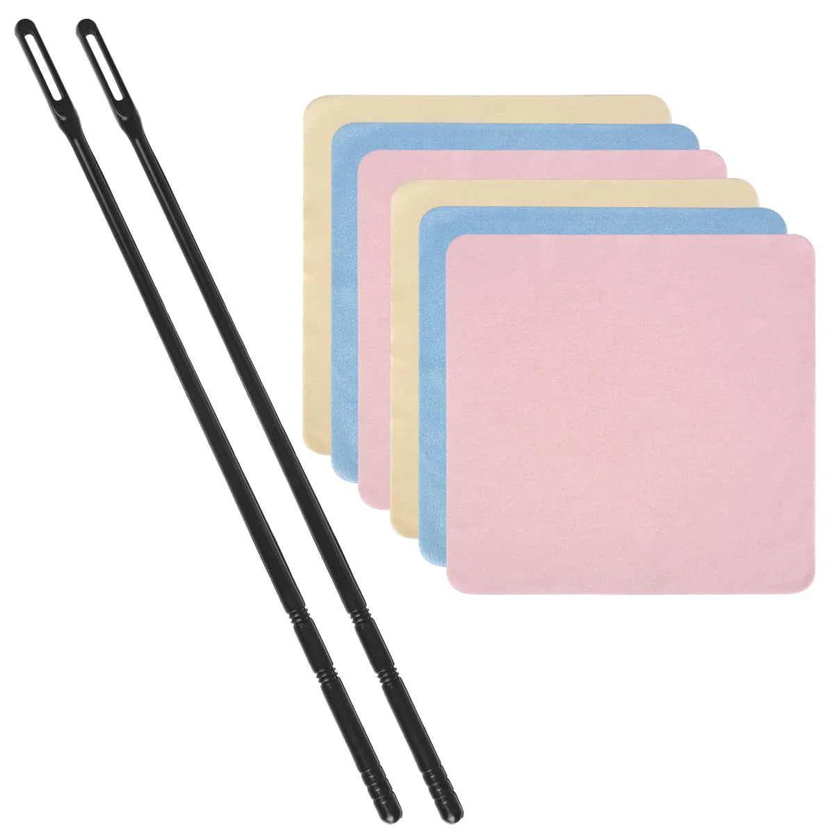 Flute Cleaning Kit 2 Flute Cleaning Rods with 6 Pack 20x20cm Large Flute Cleaning Cloth Musical Instruments Polishing and Cleaning Accessories - Pink, Yellow, Blue Multi Color