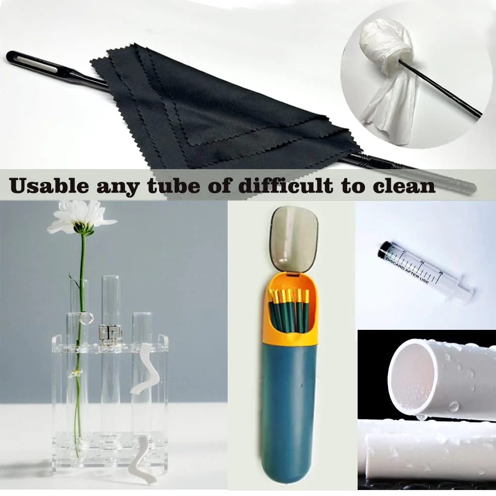 Flute Cleaning Kit Flute Cleaning Rod with 4pcs Flute Cleaning Cloth Flute Cleaning Swabs Flute Polishing Cloth Flute Stick Flute Cleaner Flute Cleaning Tools for Flute maintenance tools, black - Image 3