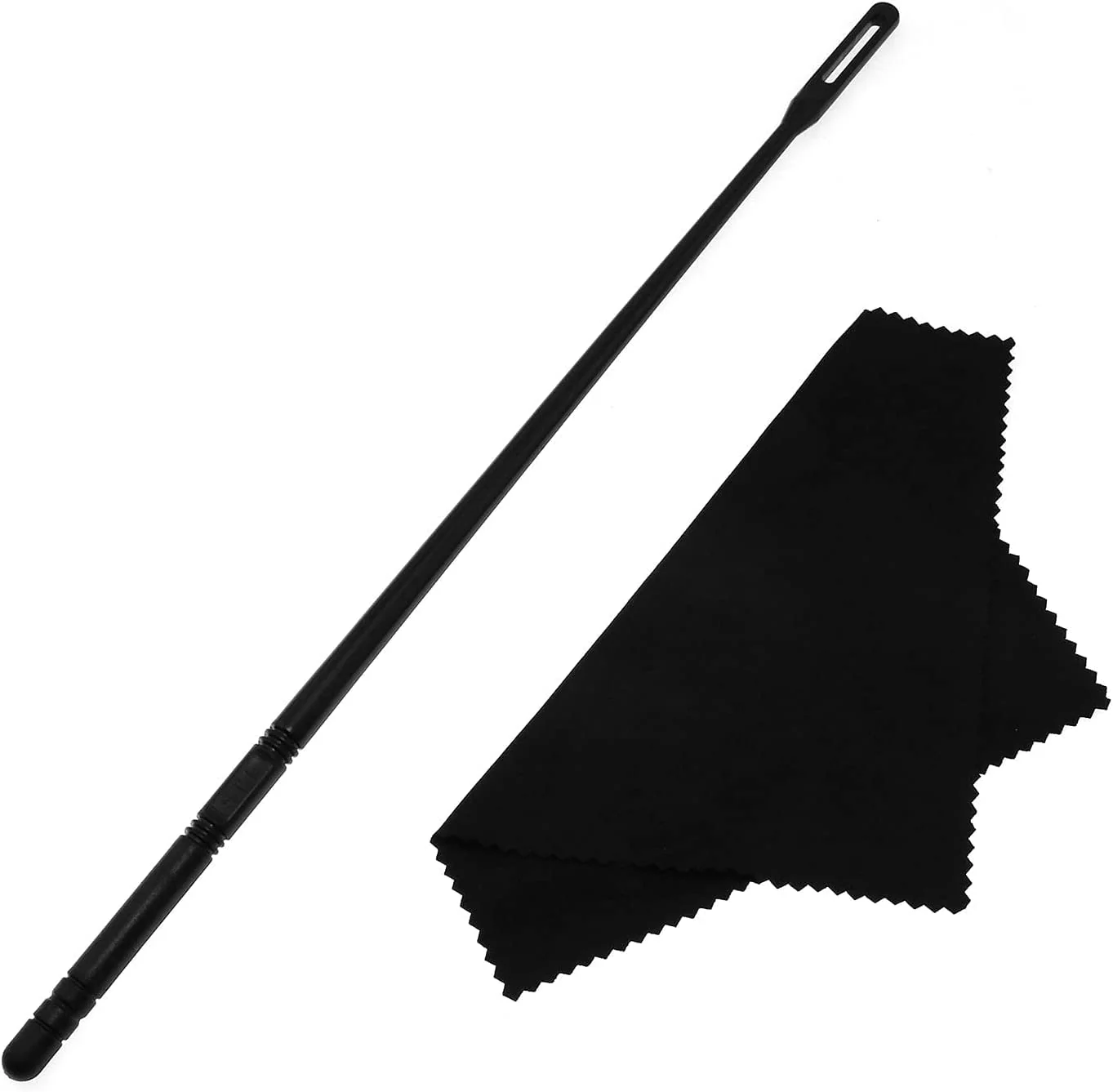Flute Cleaning Rod with 3pcs Cleaning Swabs Flute Cleaning Kit Flute Cleaner Flute Polishing Cloth, Black - Image 2