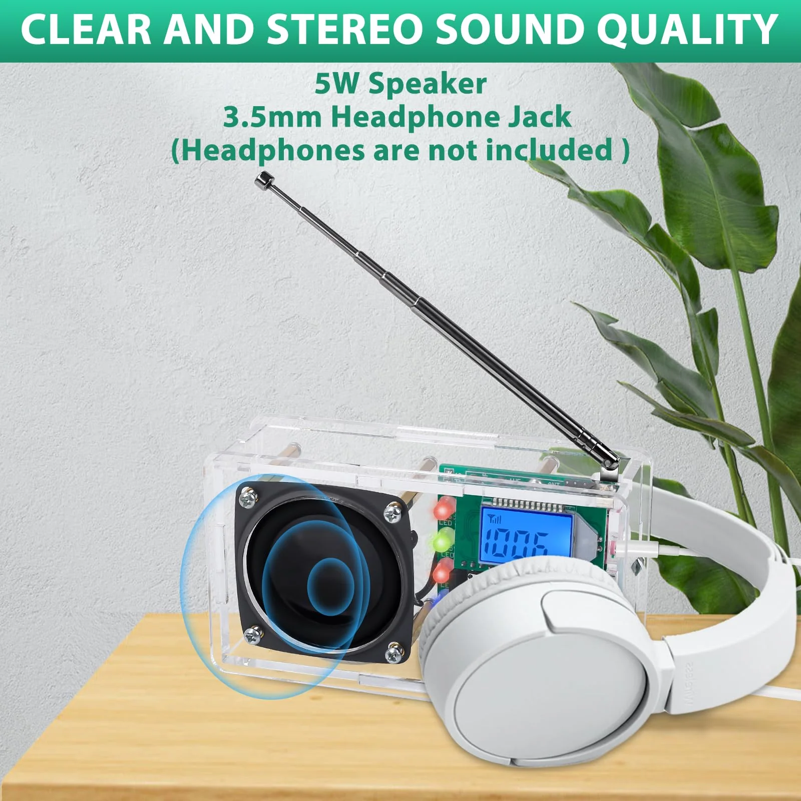 FM Radio Kit, Icstation Soldering Project Radio with LED Flashing Lights DIY Radio Kits with Headphone Jack LCD Display Soldering Practice Kit FM 76-108MHz for STEM Educational DIY Present - Image 6