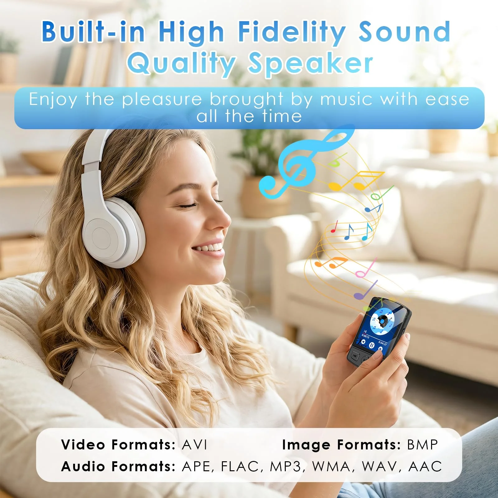 Fohil MP3 Player with Bluetooth 5.2, 64GB Portable MP3 Player with Clip, Mini MP3 Music Player with Earphones FM Radio E-Book Reading HiFi-Speaker, Best Gift for Music Lovers - Image 4