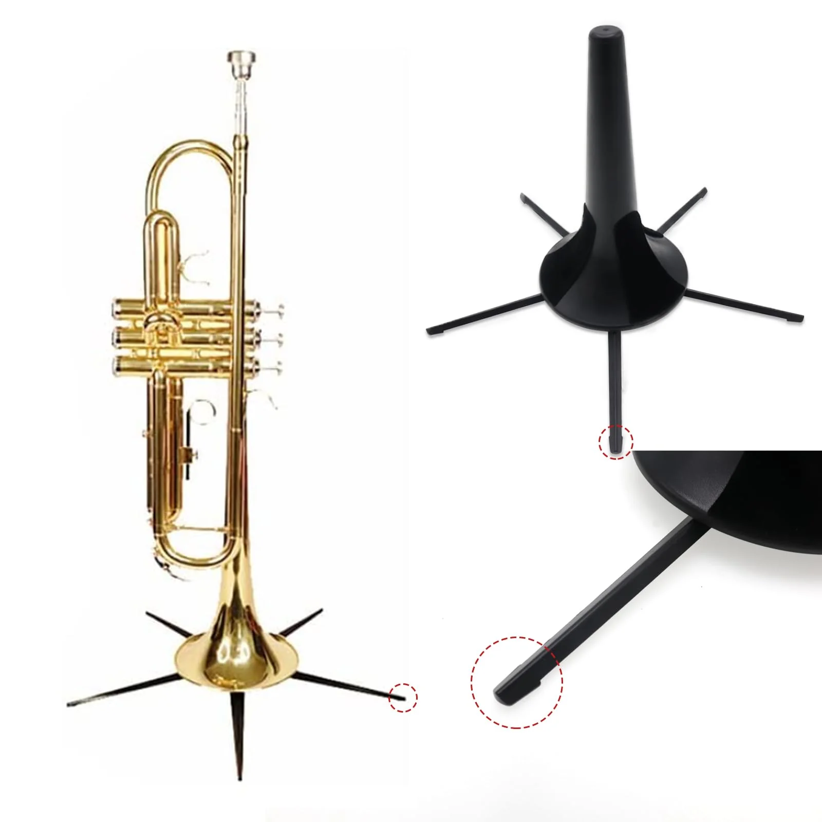 Foldable 5-Leg Trumpet Stand, Black Metal Leg Base Trumpet Stand Holder with Protective Felts, Portable Trumpet Holder, Trumpet Instrument Stand Accessories - Image 6