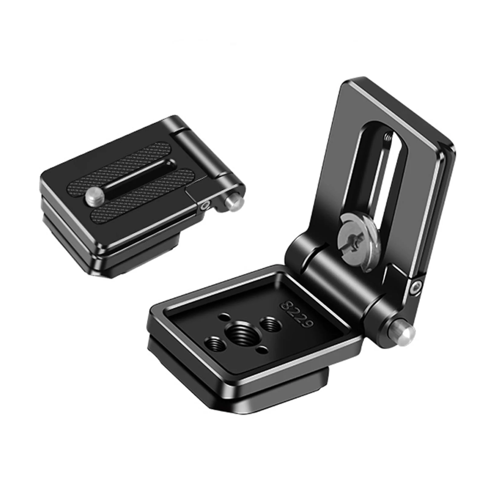 Foldable Camera L Bracket,Tripod Quick Release Plate, Aluminum Vertical Horizontal Switching Mount with Arca Swiss 1/4" & 3/8" Threaded for DSLR Mirrorless Camera Stabilizer Monopod Tripod Gimbal - Image 2