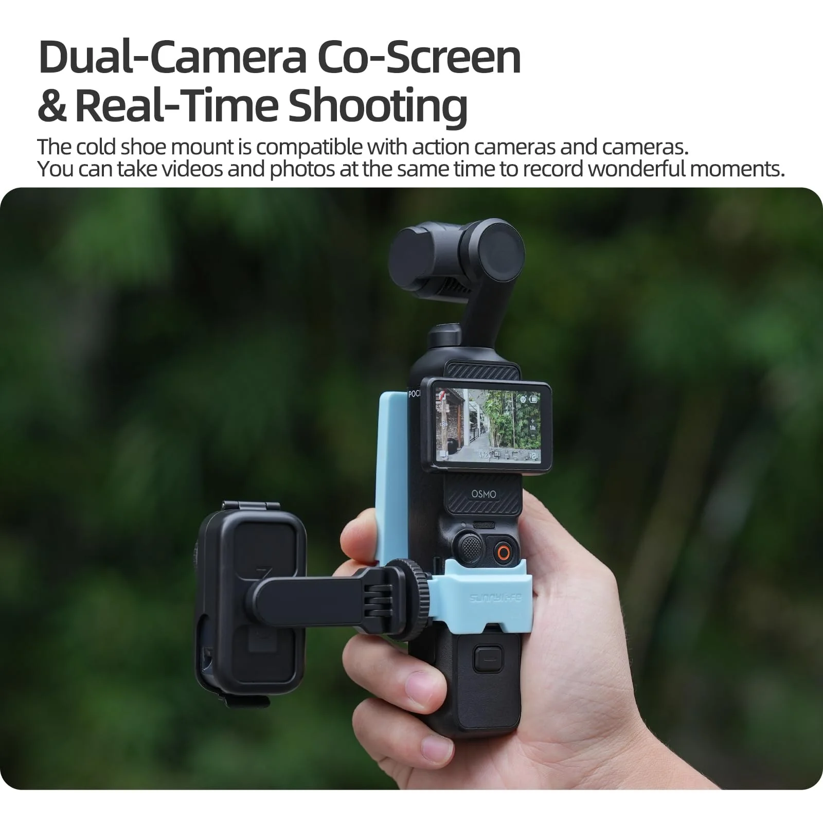 Foldable Cold Shoe Adapter Mount for DJI OSMO Nano, 360 Degree Rotatable 180 Degree Tiltable OSMO Nano Holder for Cage Frame/DSL Camera, Horizontal-to-Vertical Shooting - Image 3