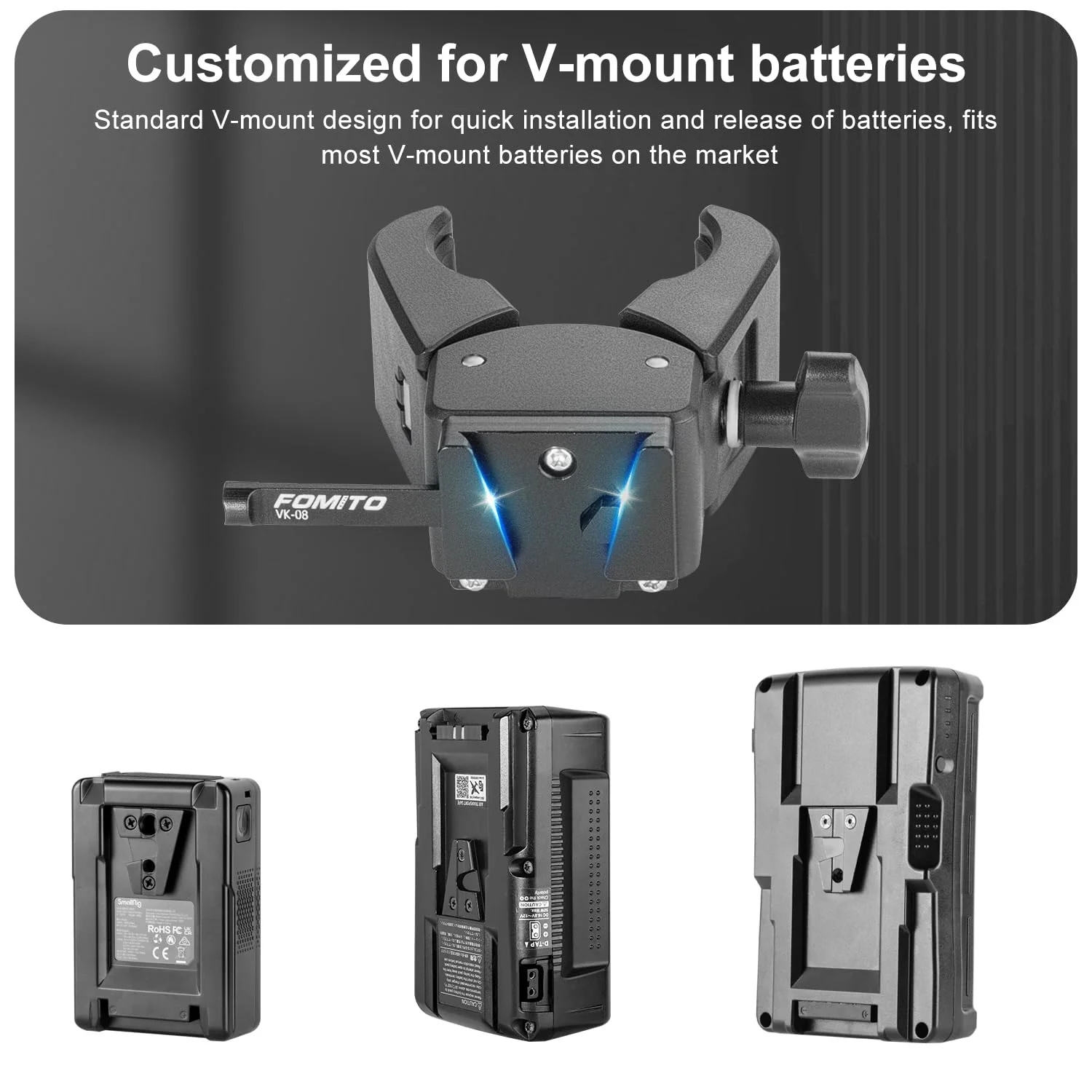 Fomito V-Mount Battery Clamp, Quick Release Plate for Sony BP Battery, Professional Camera Mount Black - Image 4