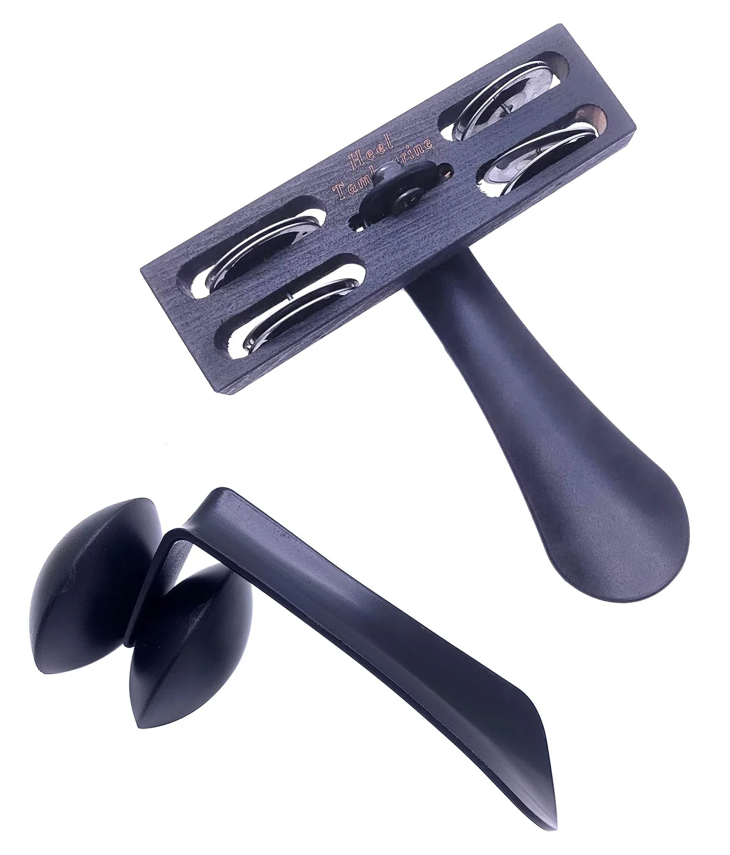 Foot Heel Shaker & Tambourine Percussion Musical Instrument for Cajon Drummers and Band Accompaniment 2pcs