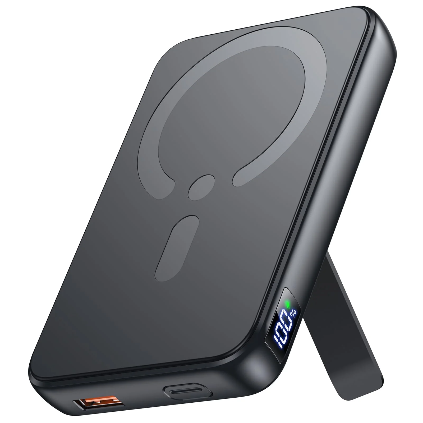 for Magsafe Portable Charger, 12000mAh Wireless Magnetic Power Bank with Stand and USB C in/Out Fast Charging, for Magsafe Battery Pack Compatible with iPhone 15/14/13/12 Pro/Pro Max Series-Black Black
