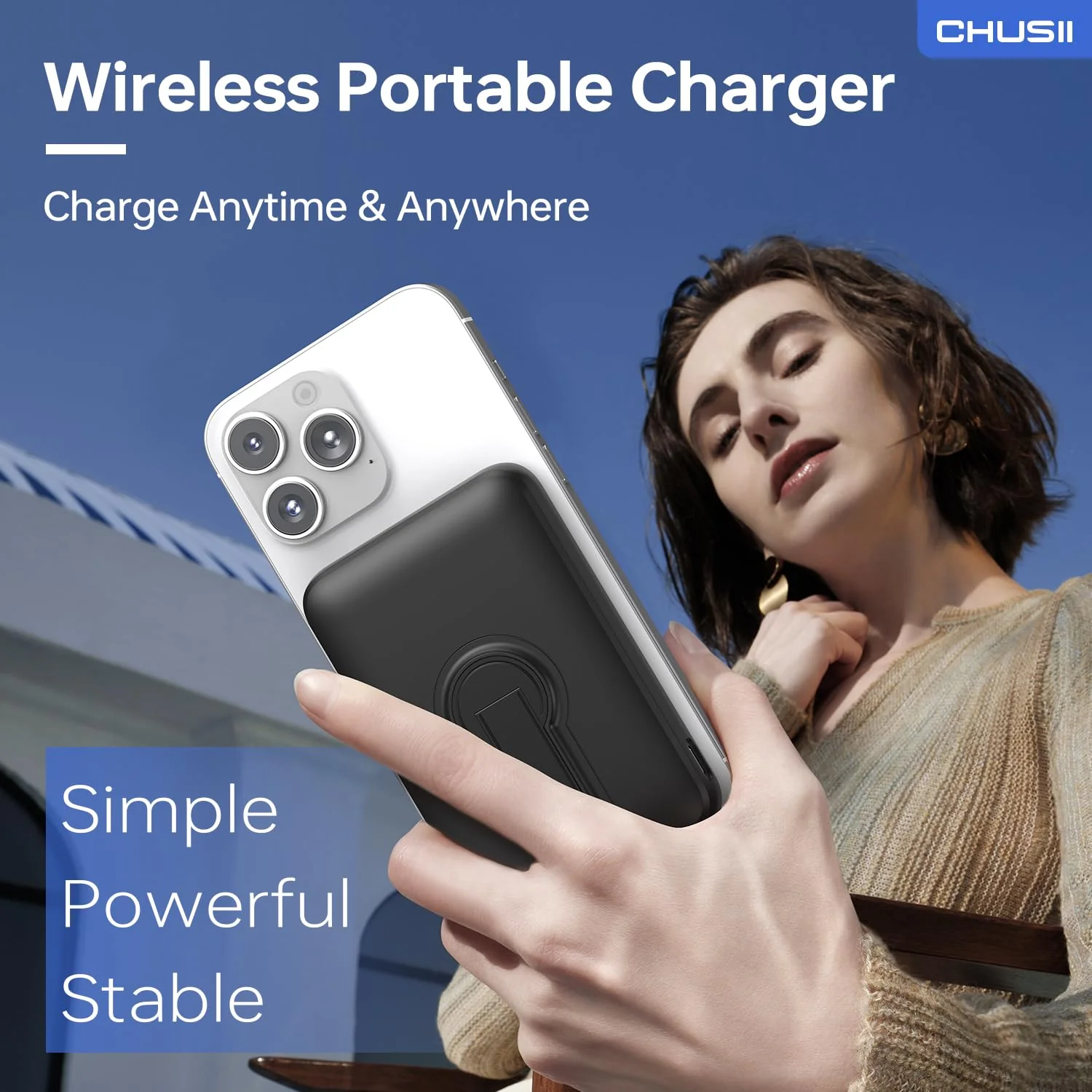 for Magsafe Portable Charger, 12000mAh Wireless Magnetic Power Bank with Stand and USB C in/Out Fast Charging, for Magsafe Battery Pack Compatible with iPhone 15/14/13/12 Pro/Pro Max Series-Black Black - Image 4