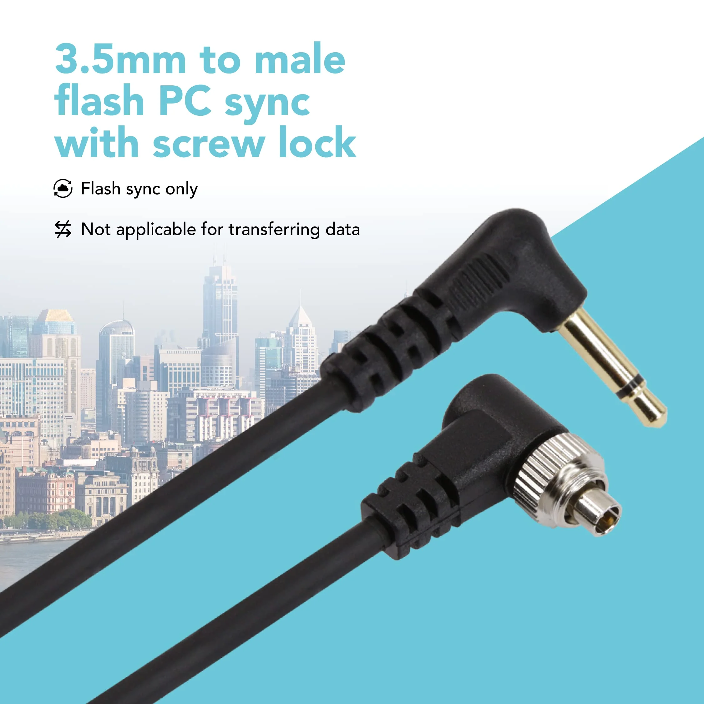 Foto&Tech 3.5 mm to Male Flash PC Sync Cable, 14 Inch Coiled Cord with Screw Lock, Compatible with Nikon Canon and Most DSLR Cameras PocketWizard Plus III Plus II Mini Phone PC1 (1 Piece) 1 PC - Image 2