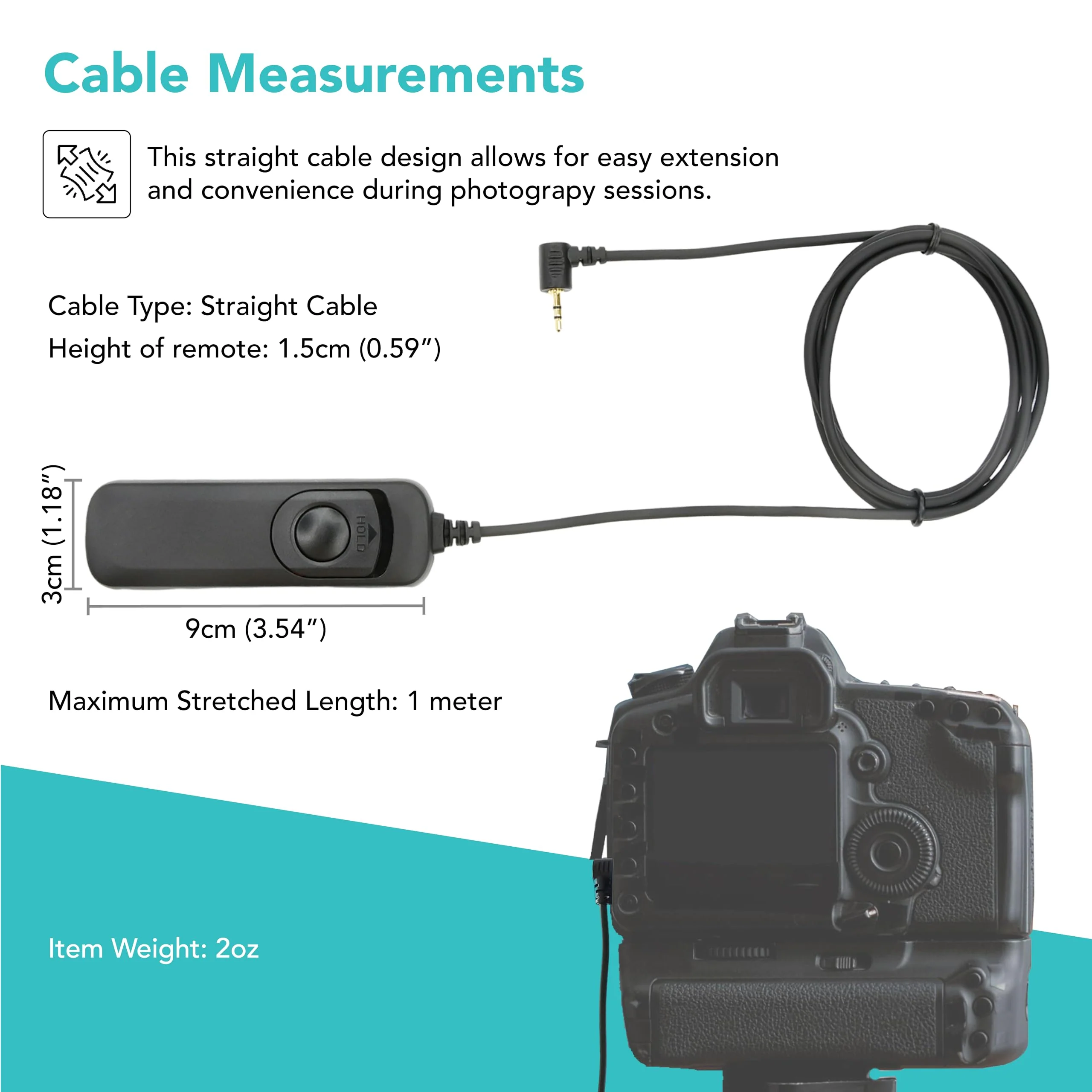 Foto&Tech RS-60E3 Wired Remote Shutter Release Compatible w EOS R6 Mark III R7 T8i T7i T6i T6S T5 T5i T4i T3i T3 XT XTi SL3 SL2 RP R M 77D 80D 70D 60D 700D 650D 600D 550D 500D R8 - Image 4