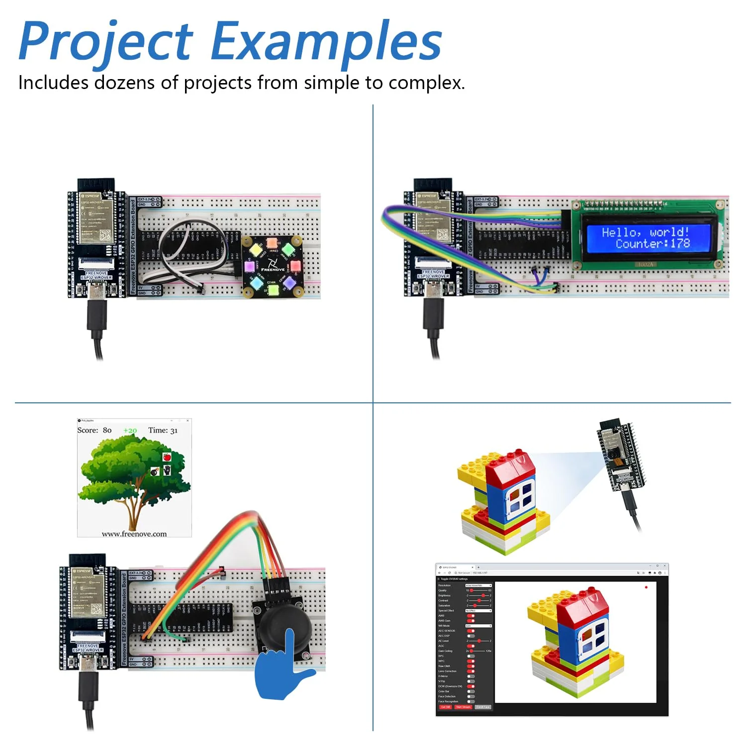 Freenove Ultimate Starter Kit for ESP32 CAM (Included), Dual-core 32-bit 240 MHz Microcontroller, Onboard Camera Wireless, Python C Java, 795-Page Detailed Tutorial, 240 Items, 122 Projects with Memory Card Slot and Card - Image 4