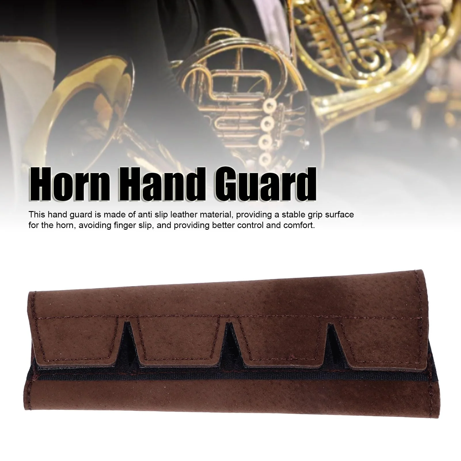 French Horn Handguard Accessory, Easy Installation Leather Cover for Performance (Brown) Brown - Image 7