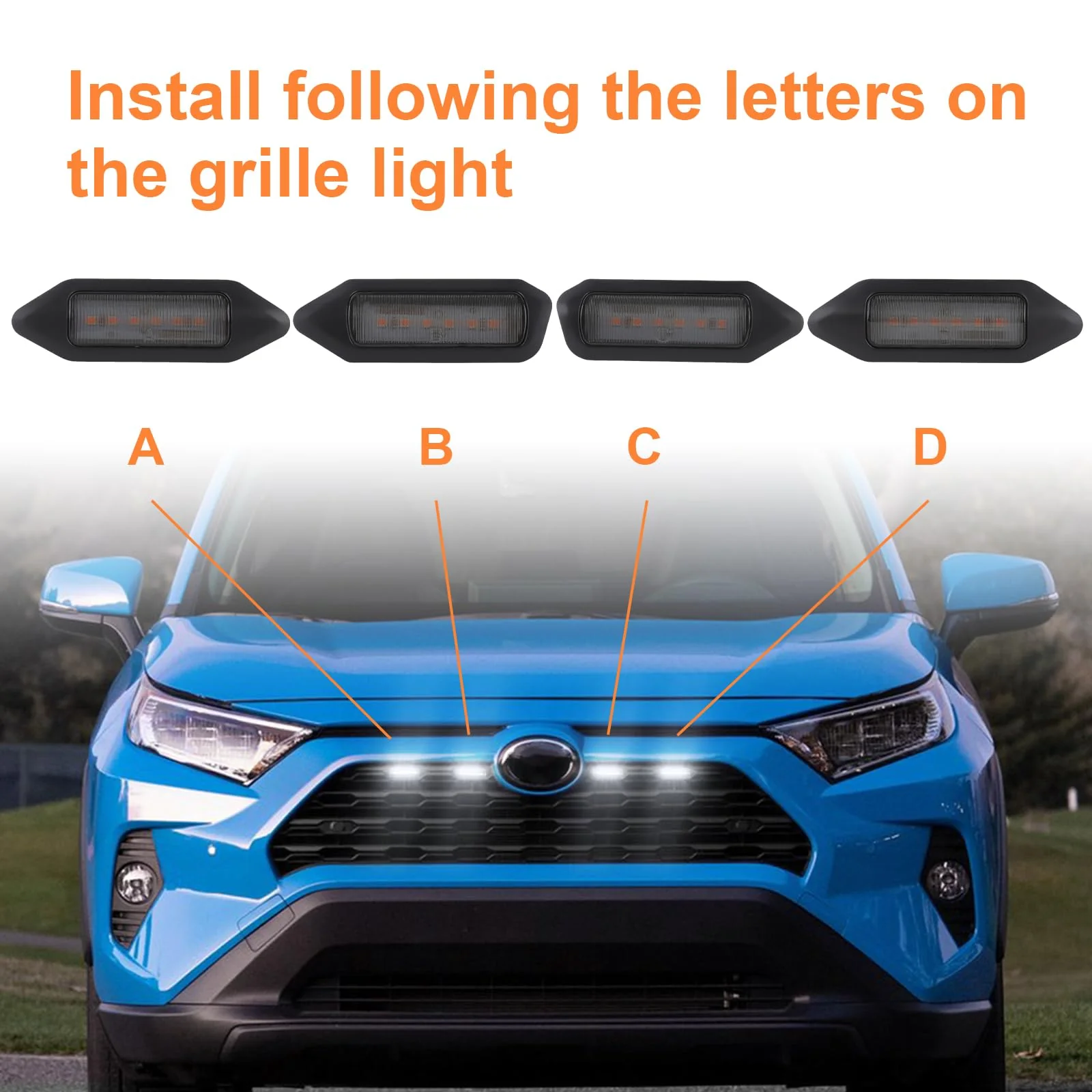 Front Grill Lights for Toyota RAV4 Accessories 2019-2025 LED Grille Lights for Hybrid LE SE XLE XSE Limited(White) White - Image 7
